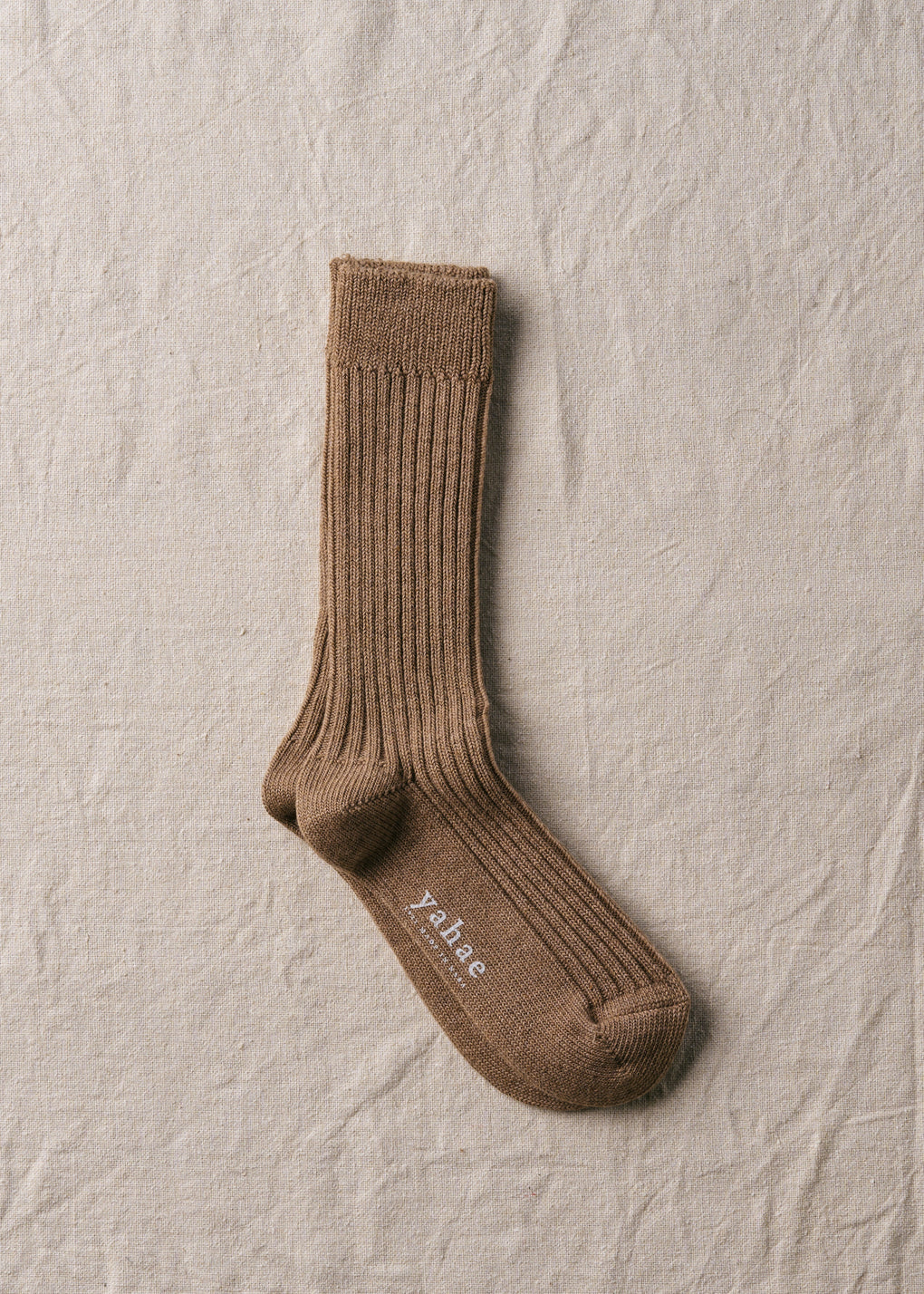 organic cotton yak ribbed socks in brown