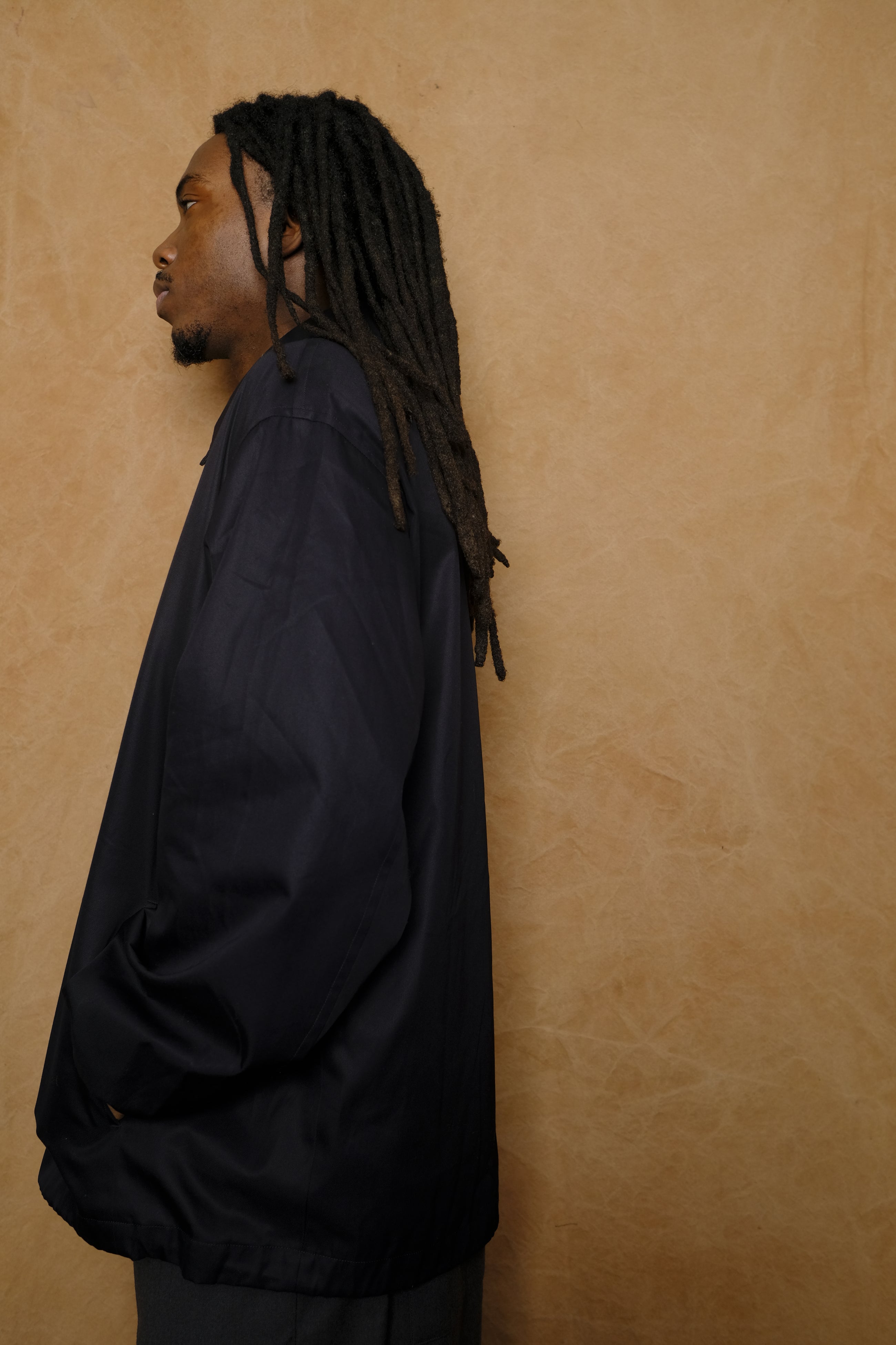 cotton gabardine blouson in dark navy