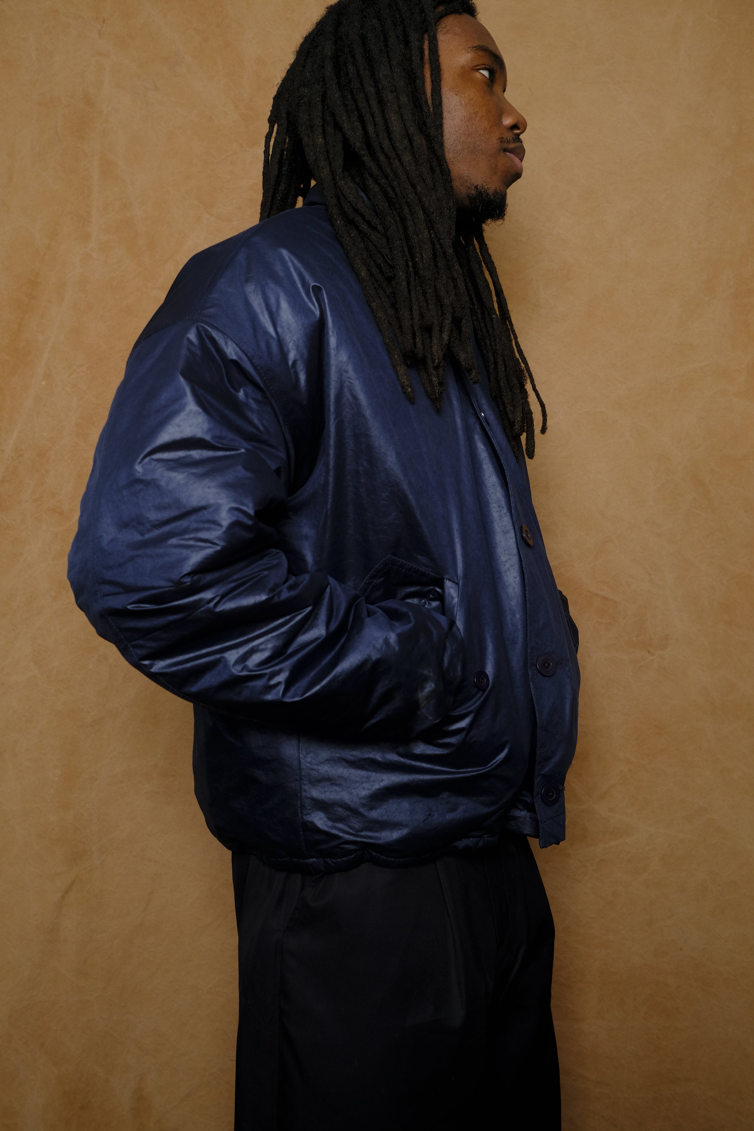 liv collared bomber in blue on blue