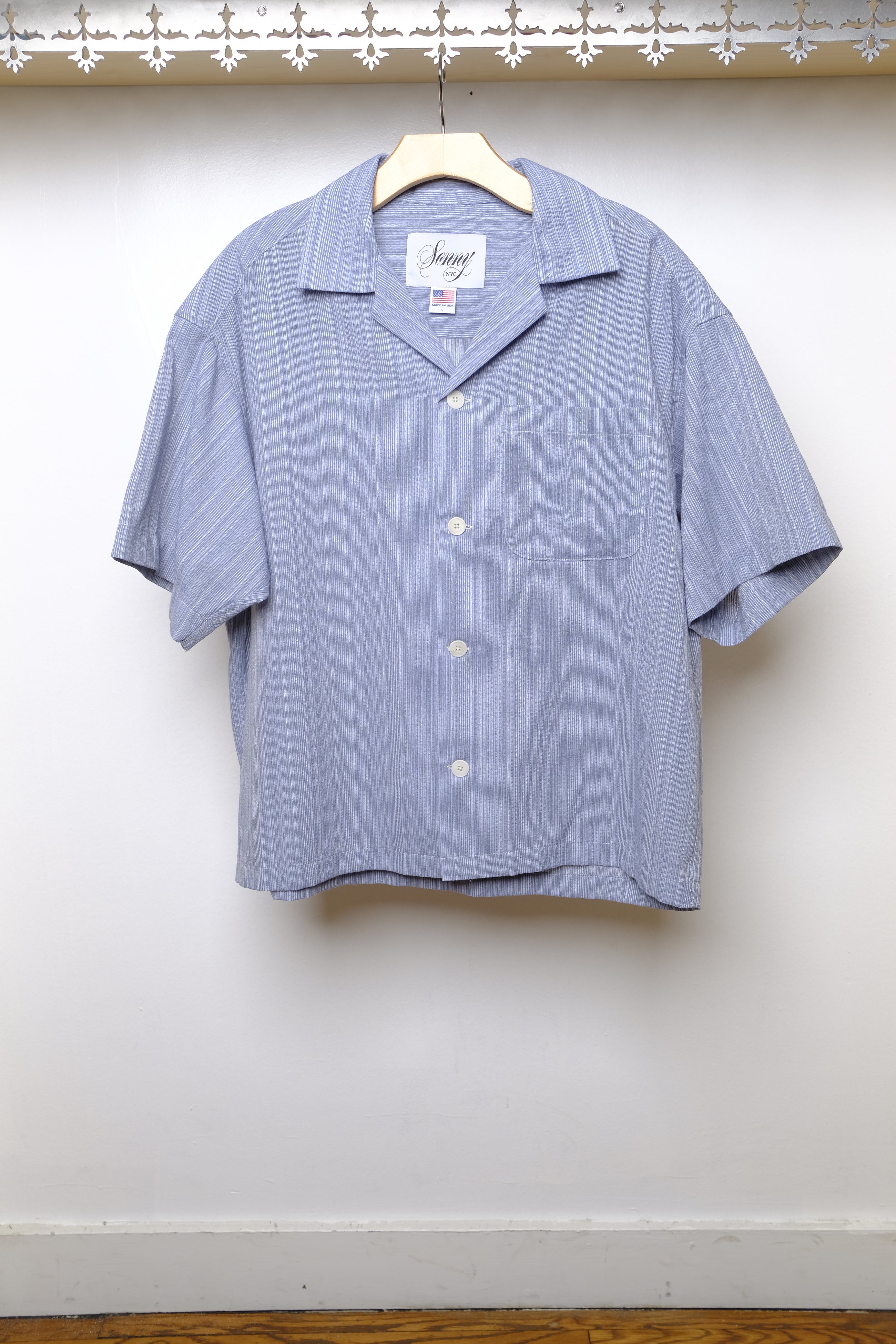cole ss shirt in light blue stripe