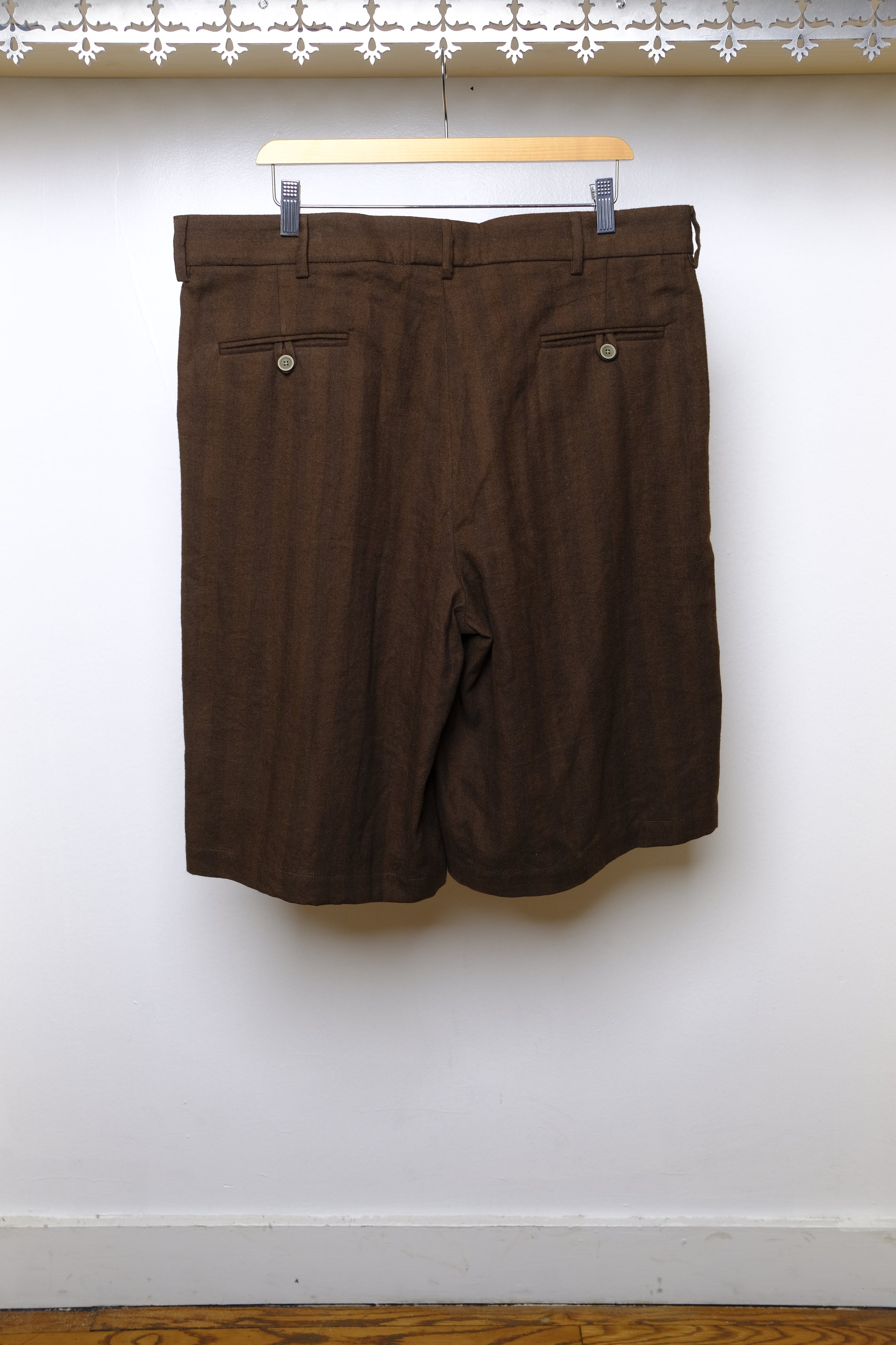 bijan shorts in brown