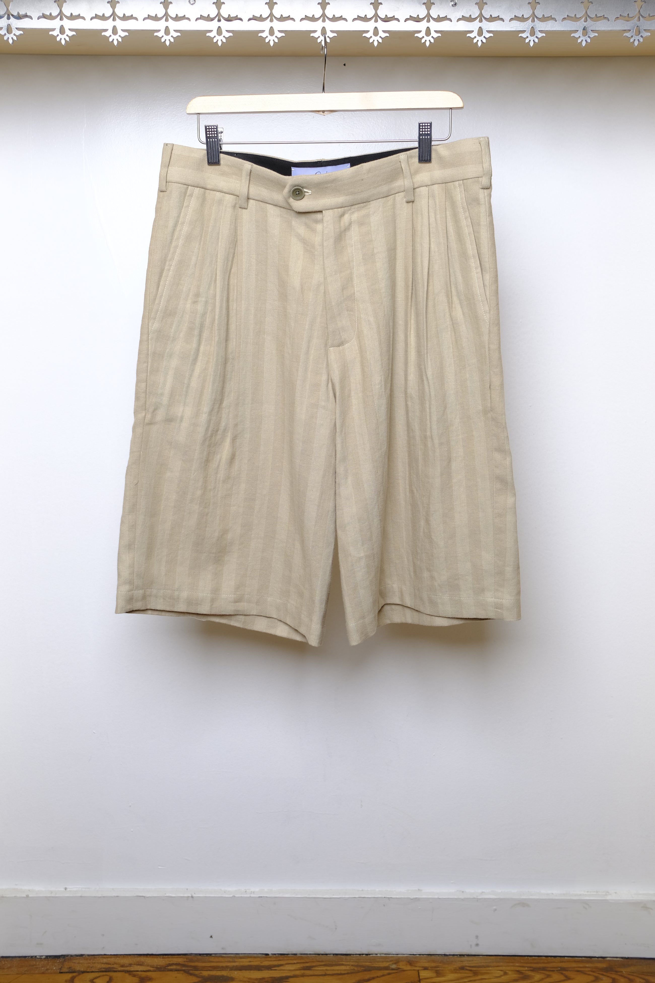 bijan shorts in tan