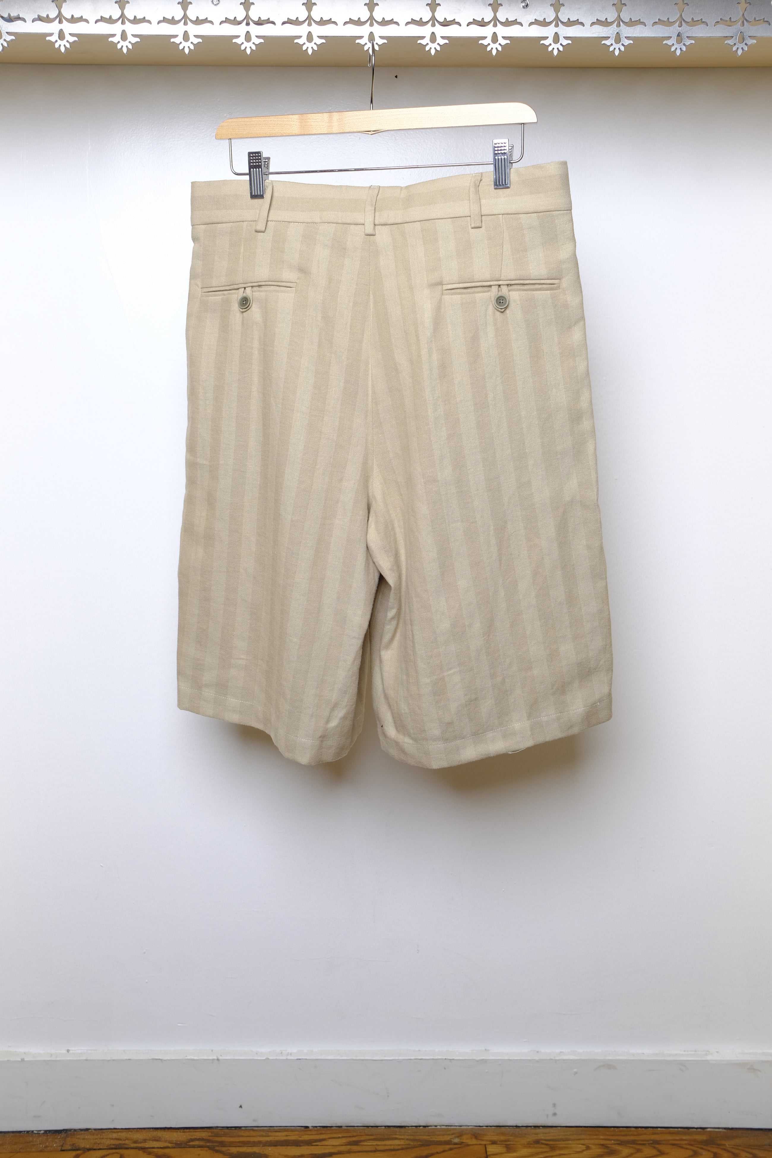 bijan shorts in tan
