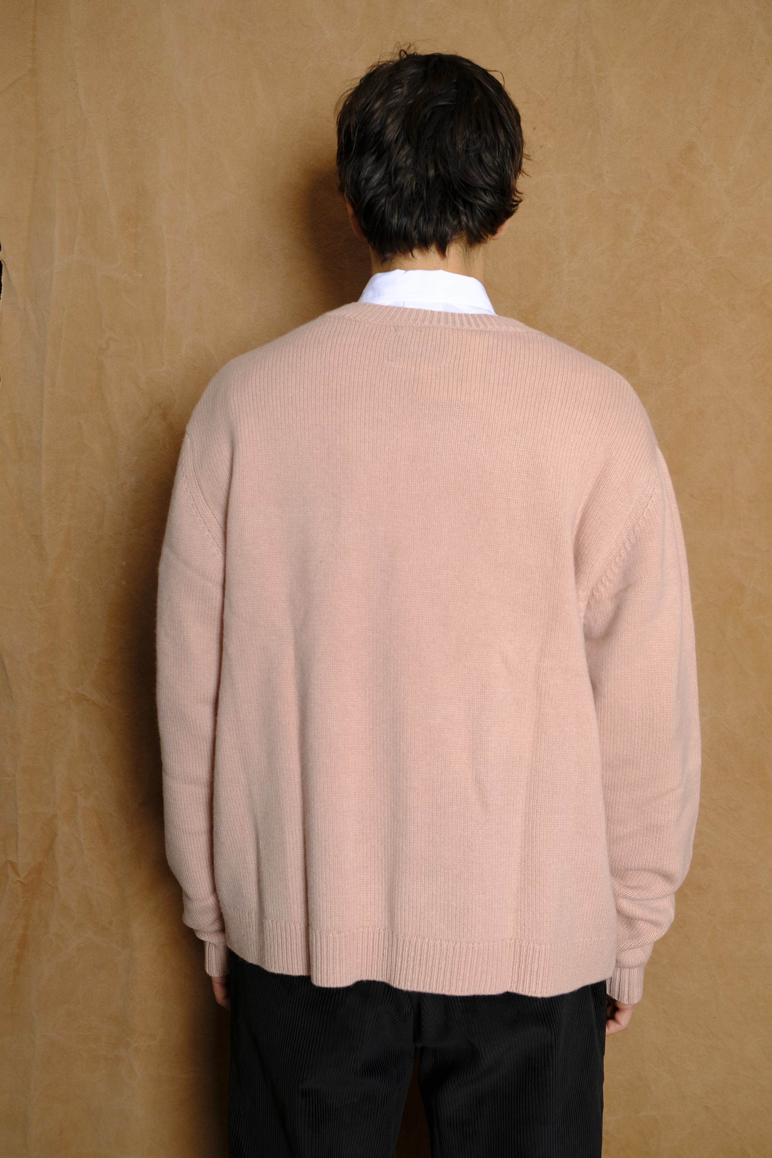 Cashmere Slit Pocket Crew in Nude