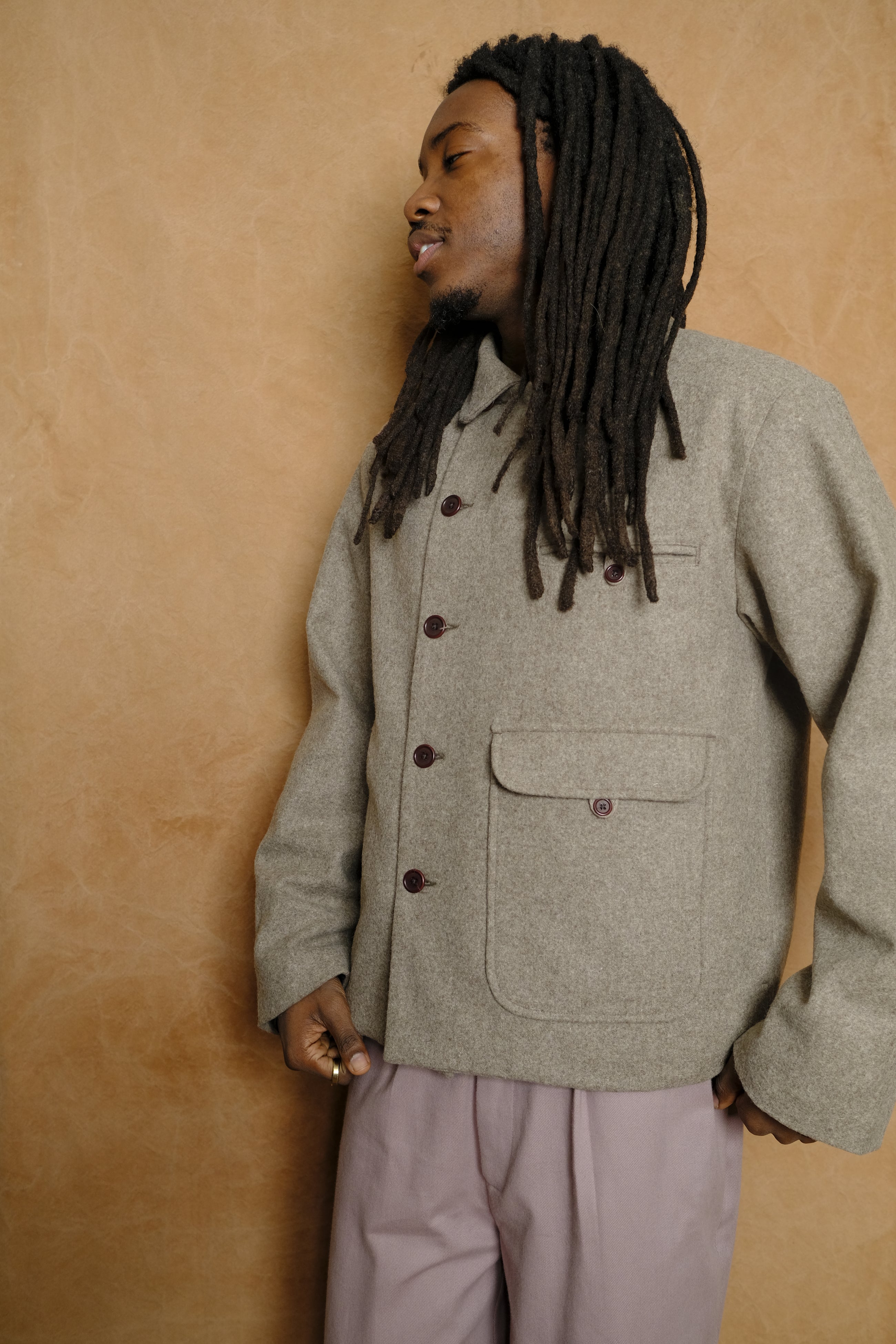 airport jacket in oat melton