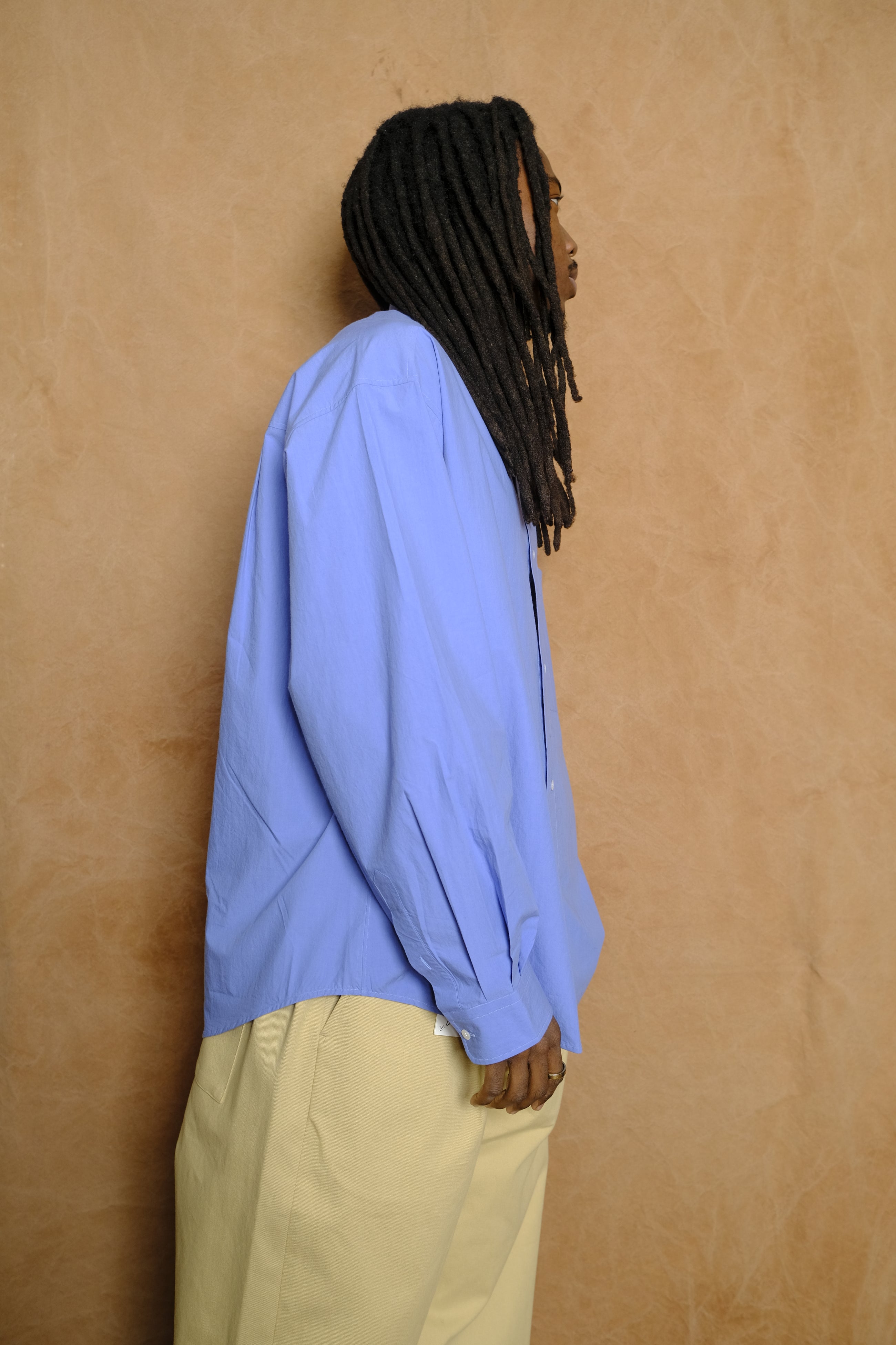 typewriter cotton shirt in sax blue