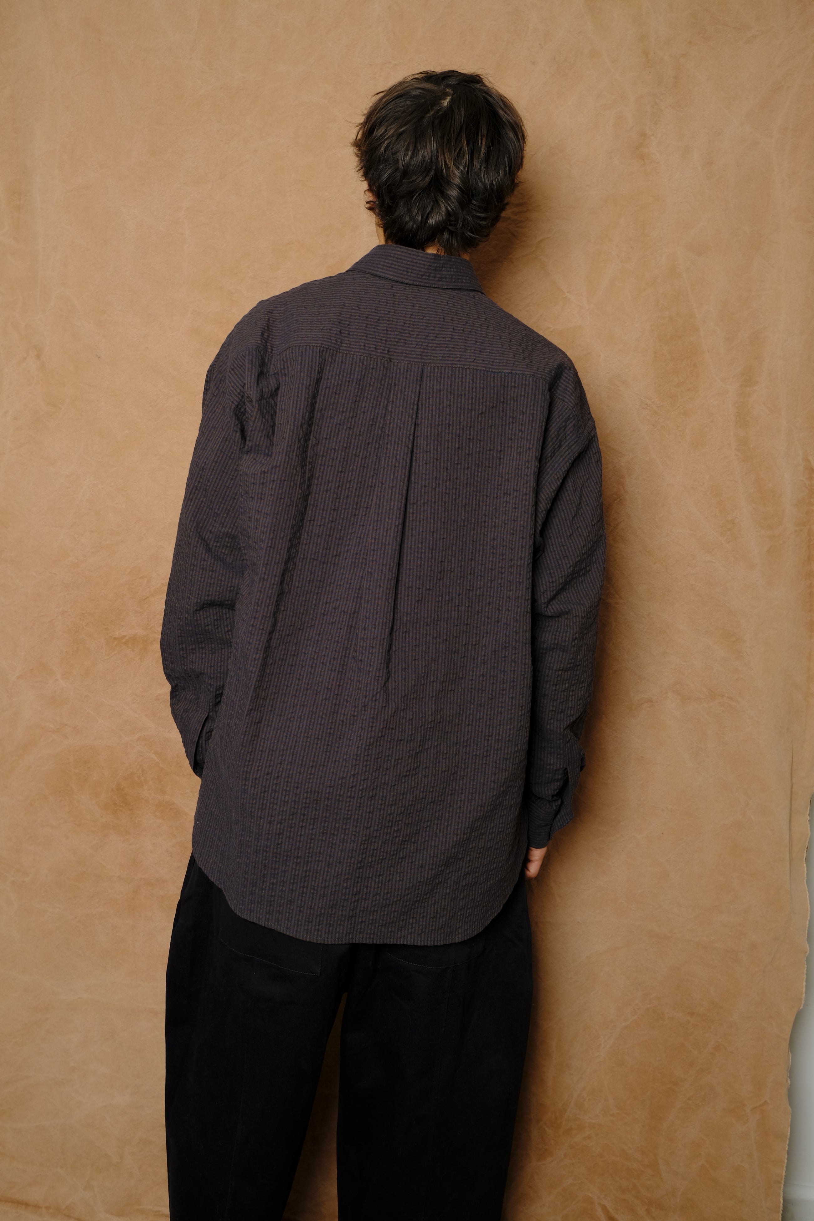 chisholm shirt in cotton navy brown check