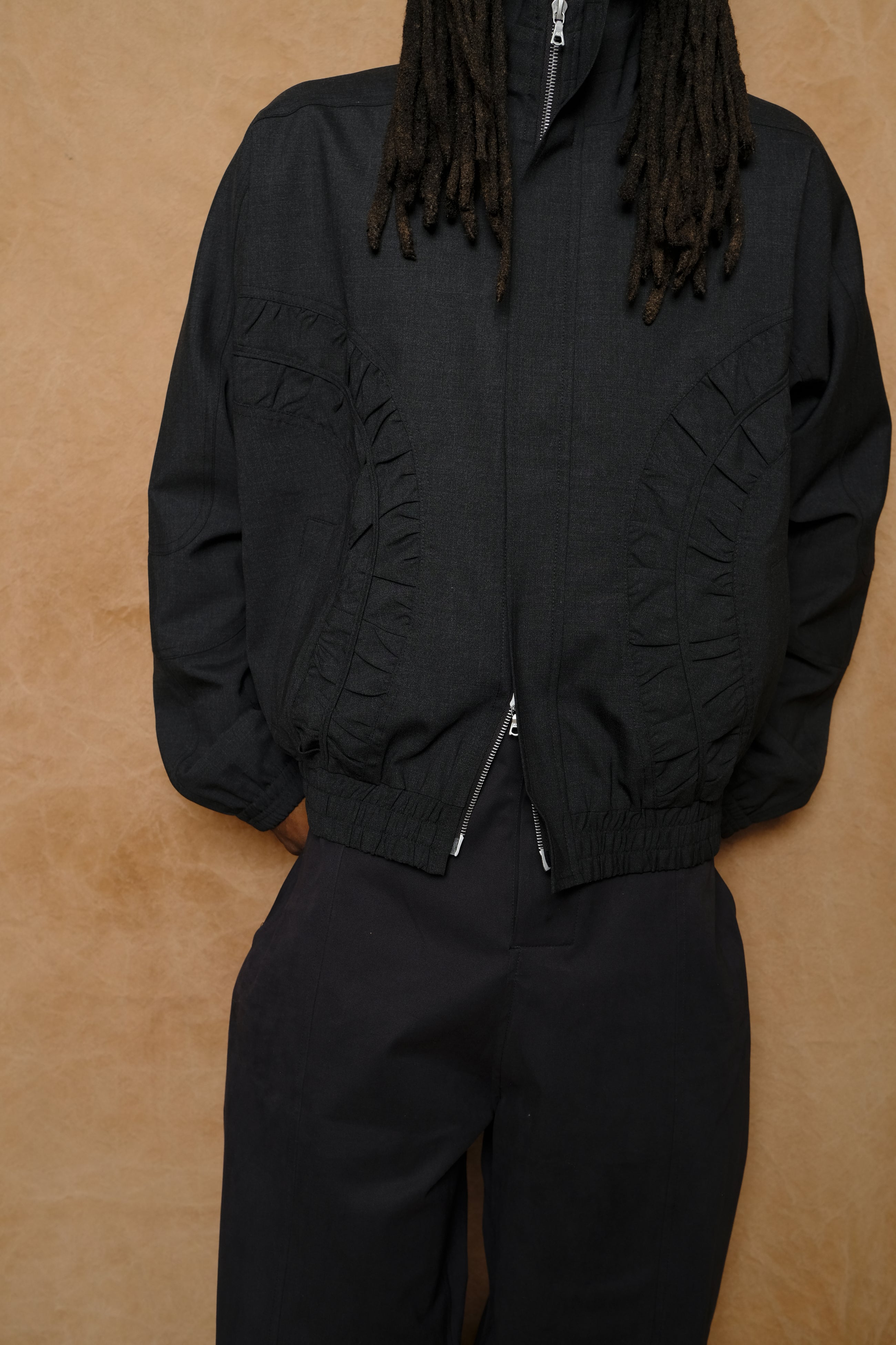 fossil jacket in charcoal tropical wool