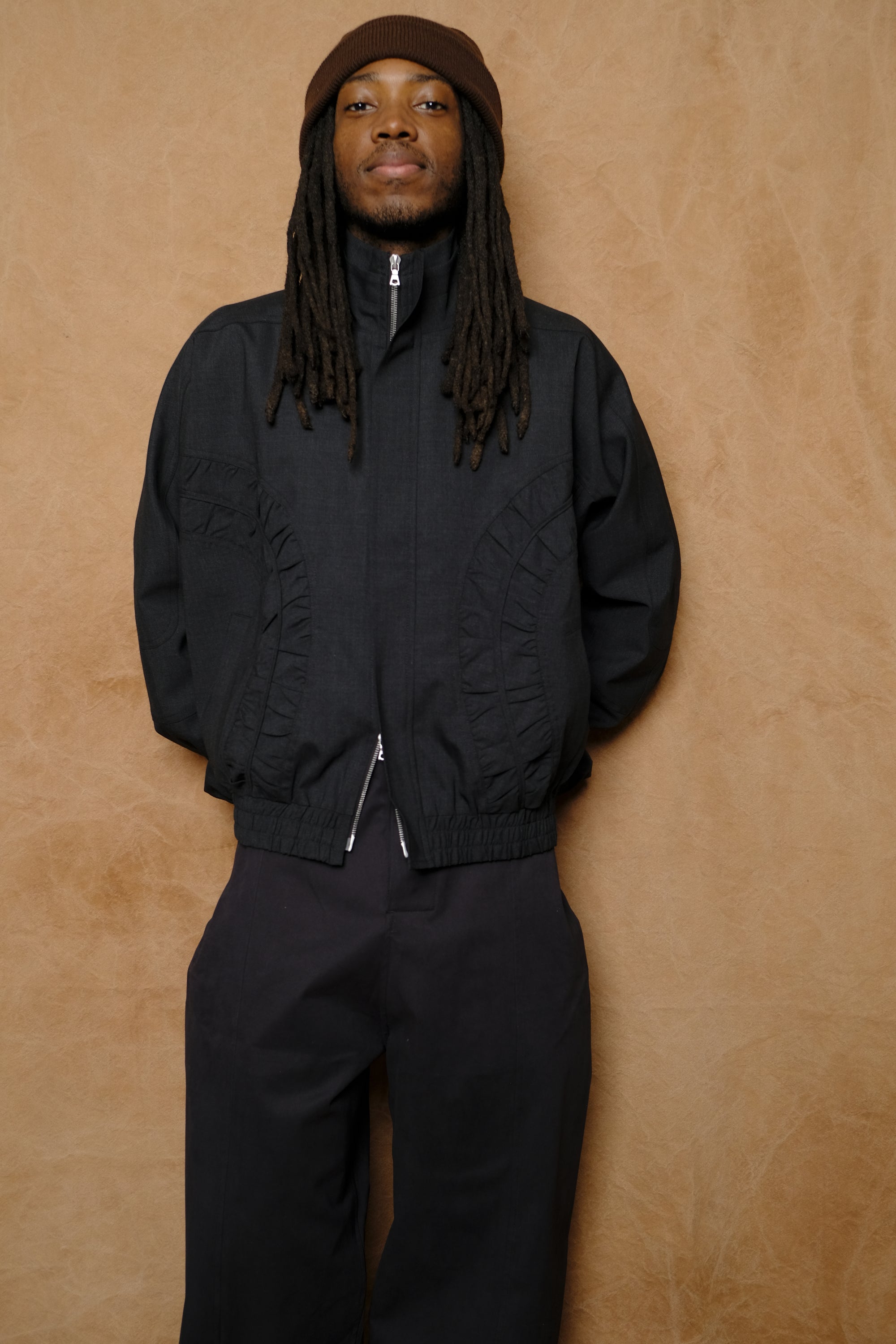 fossil jacket in charcoal tropical wool