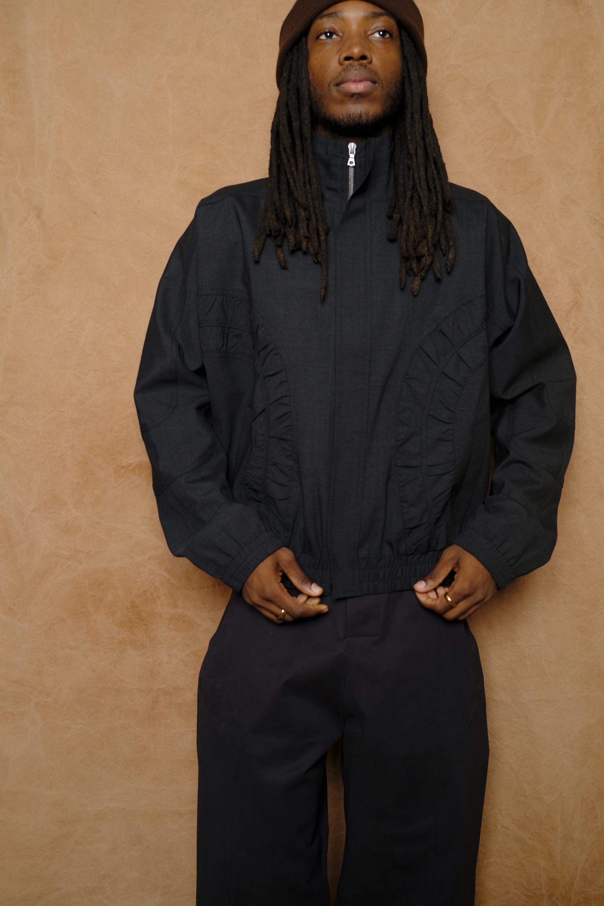 fossil jacket in charcoal tropical wool