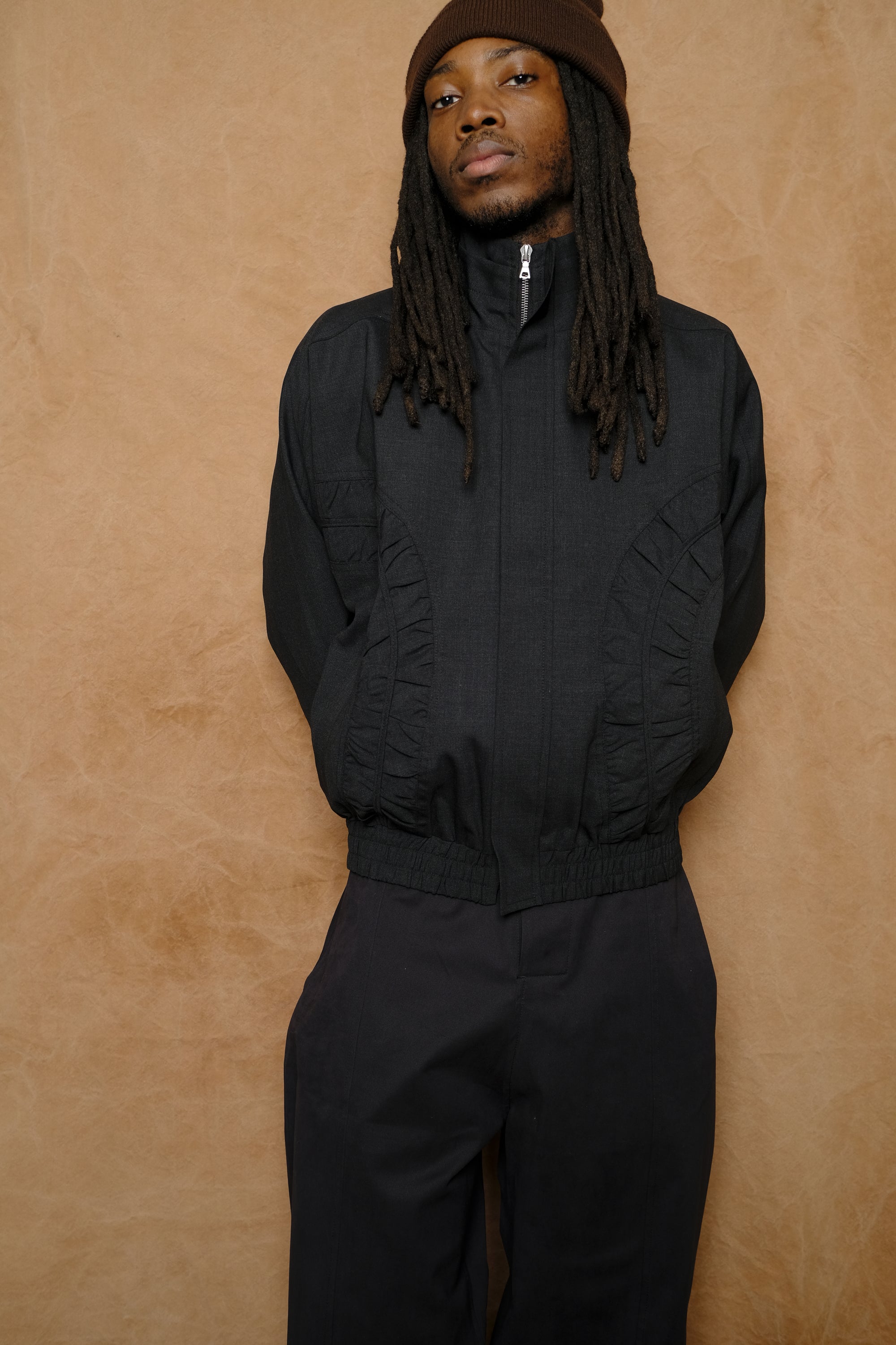 fossil jacket in charcoal tropical wool