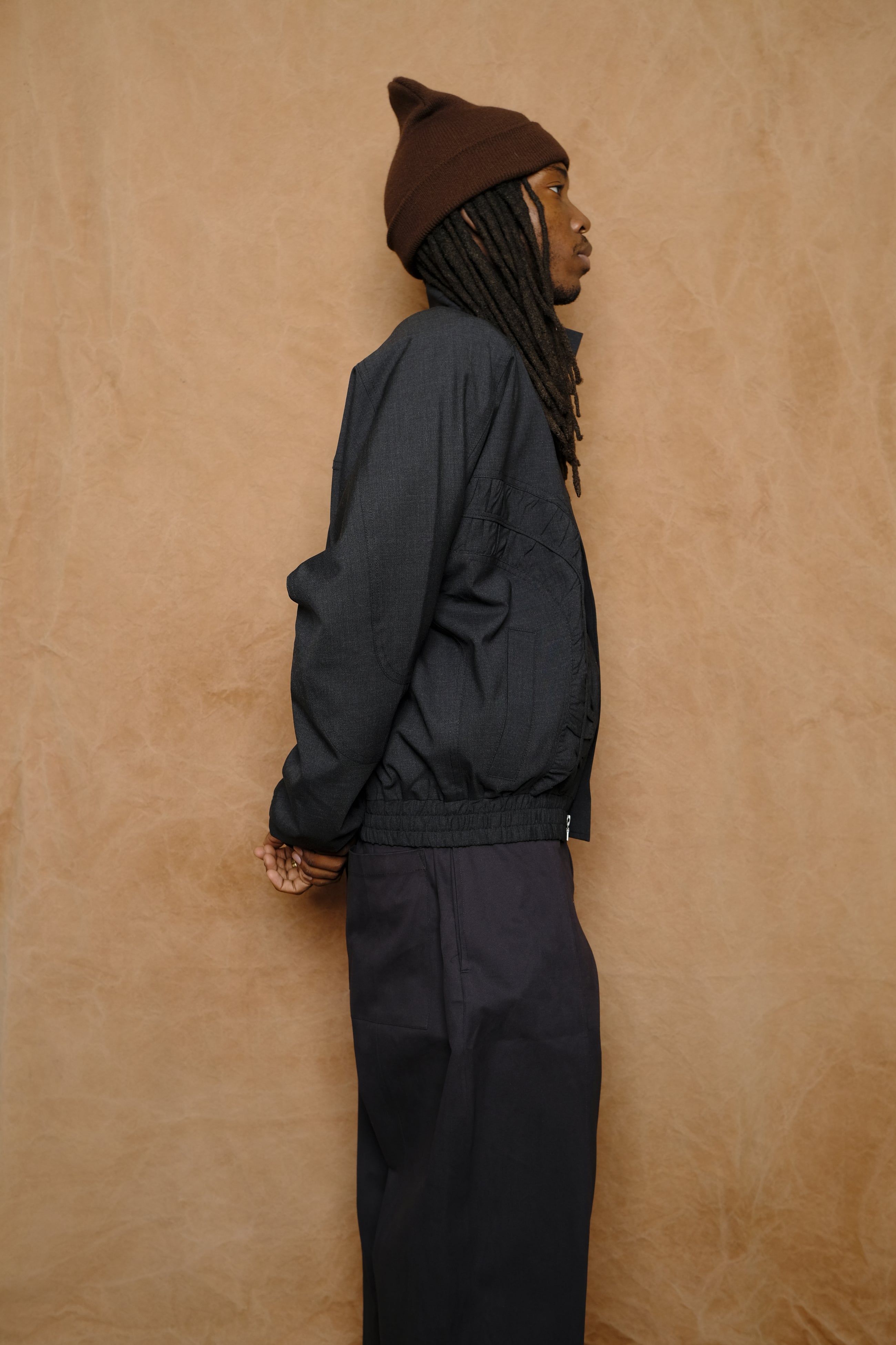 fossil jacket in charcoal tropical wool