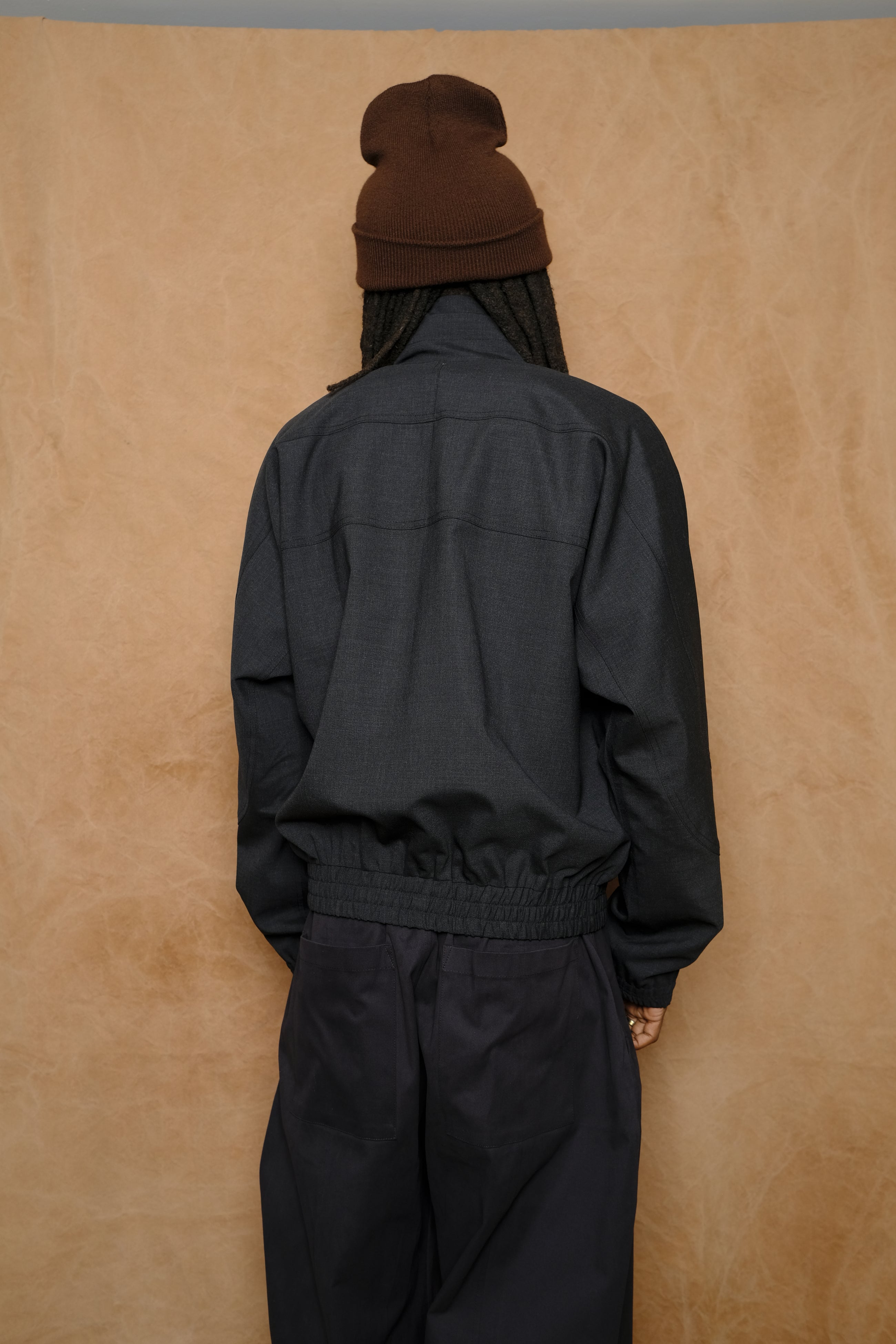 fossil jacket in charcoal tropical wool