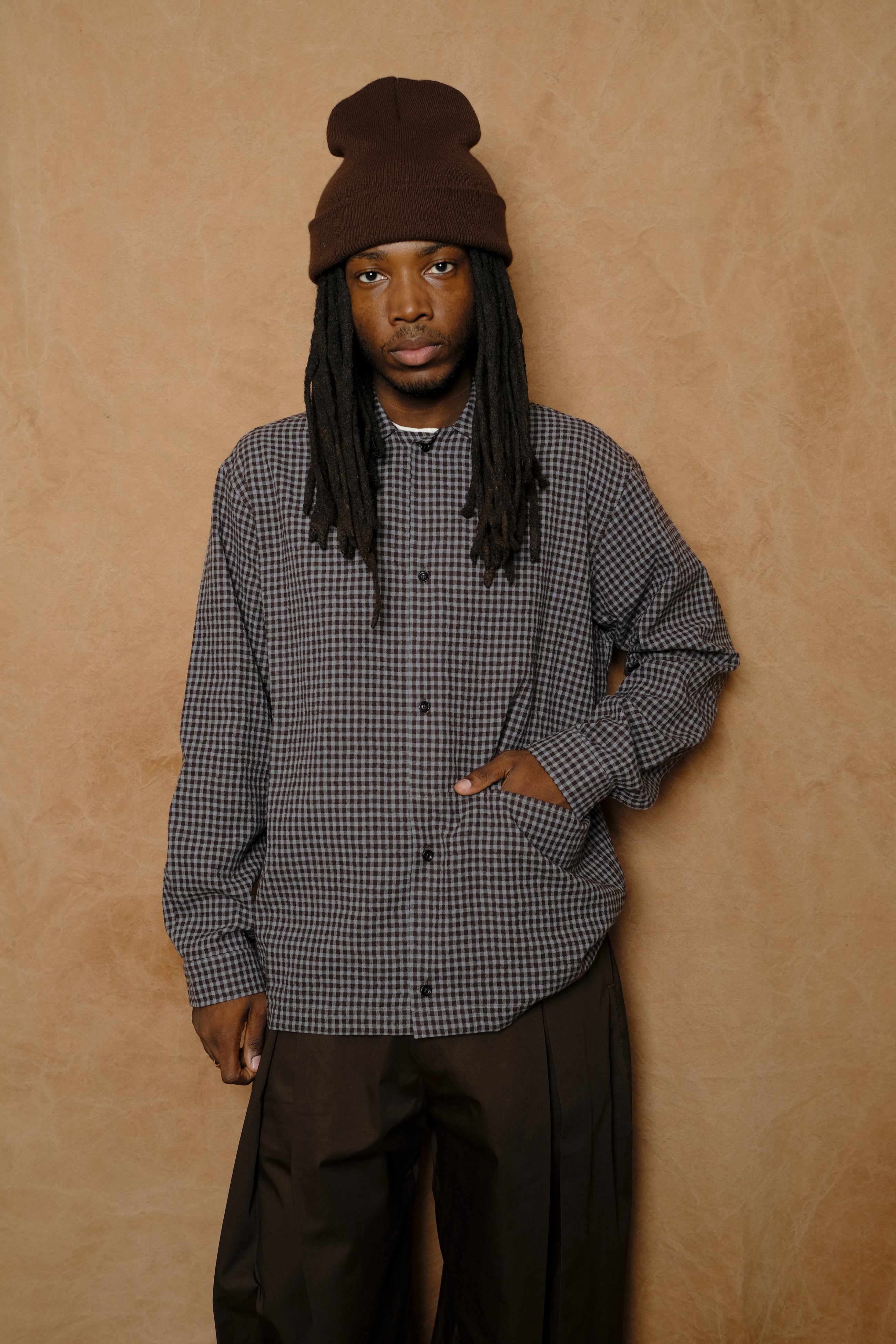 siesta shirt in wool cotton mint gingham check