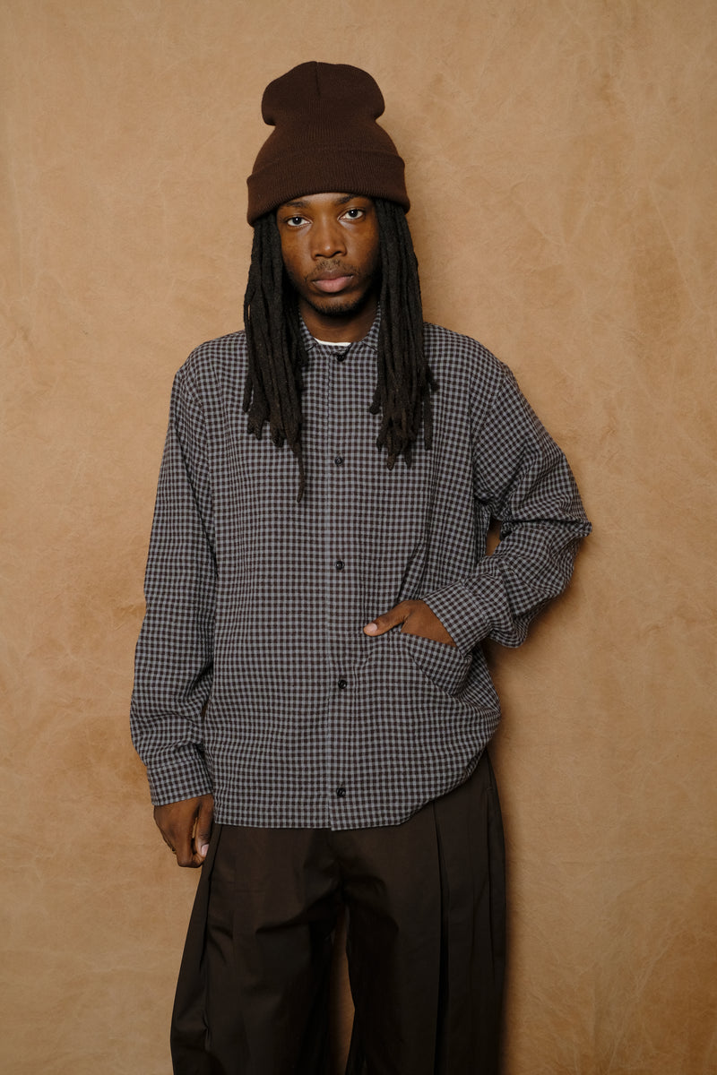 siesta shirt in wool cotton mint gingham check