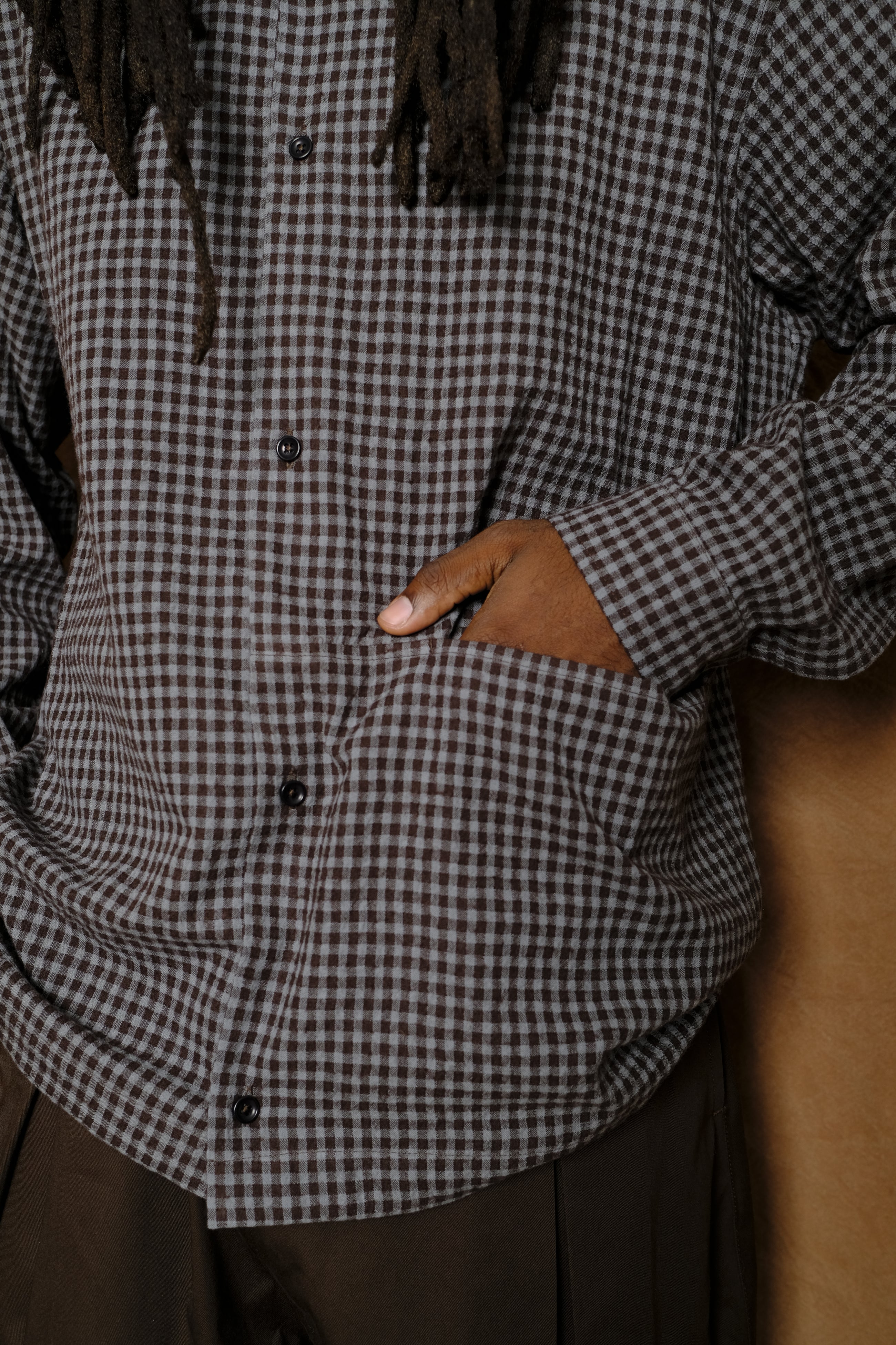 siesta shirt in wool cotton mint gingham check