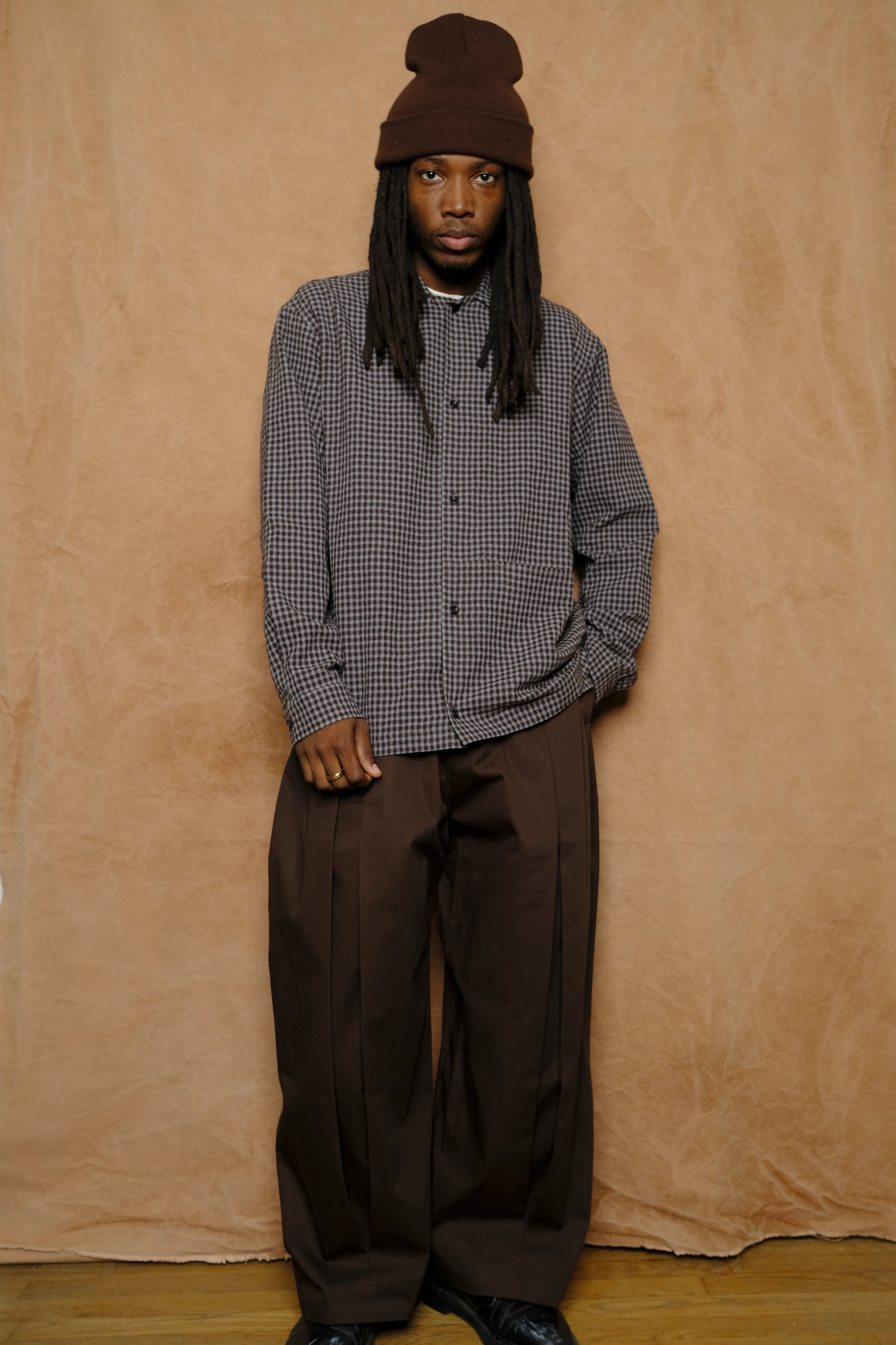 siesta shirt in wool cotton mint gingham check