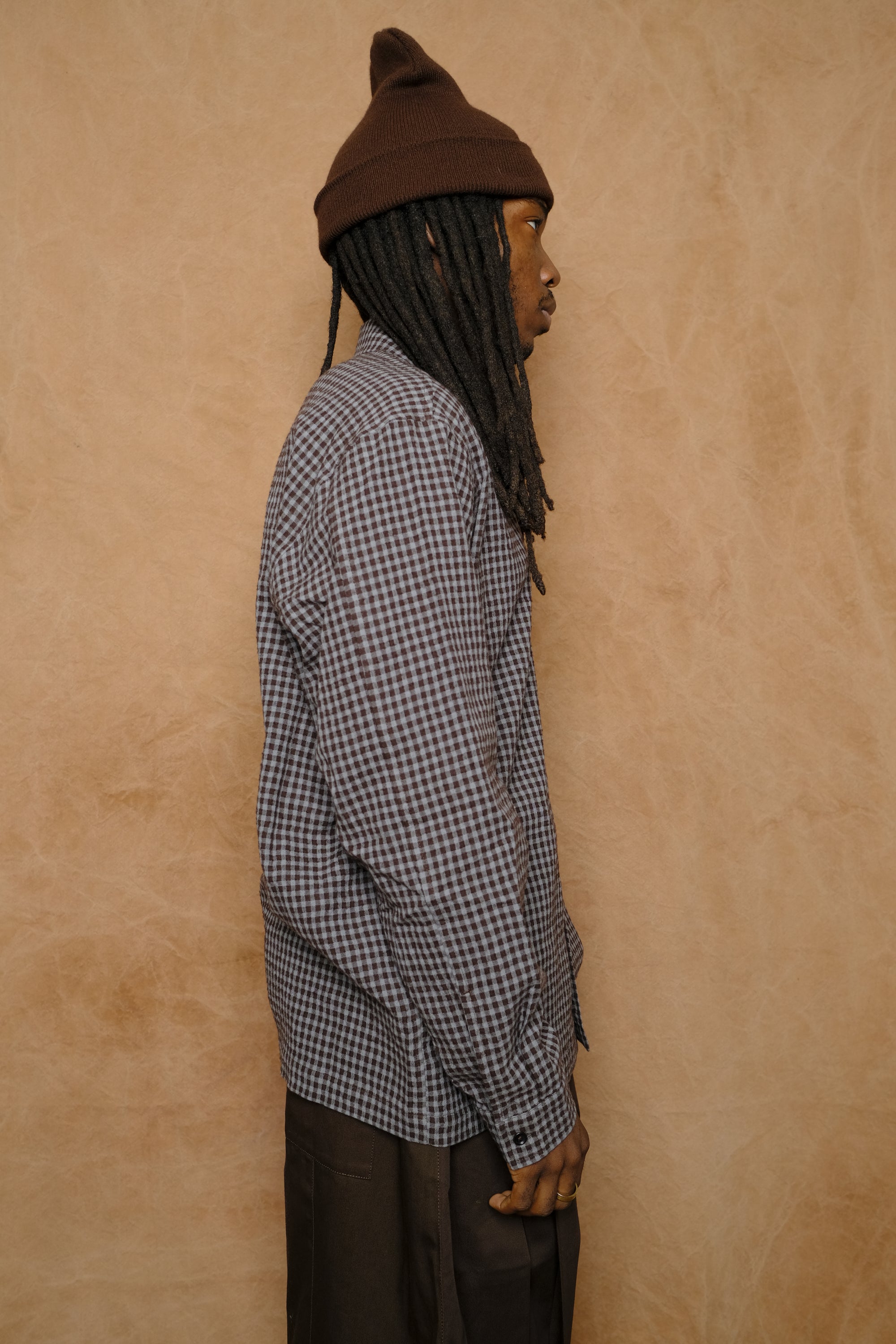 siesta shirt in wool cotton mint gingham check