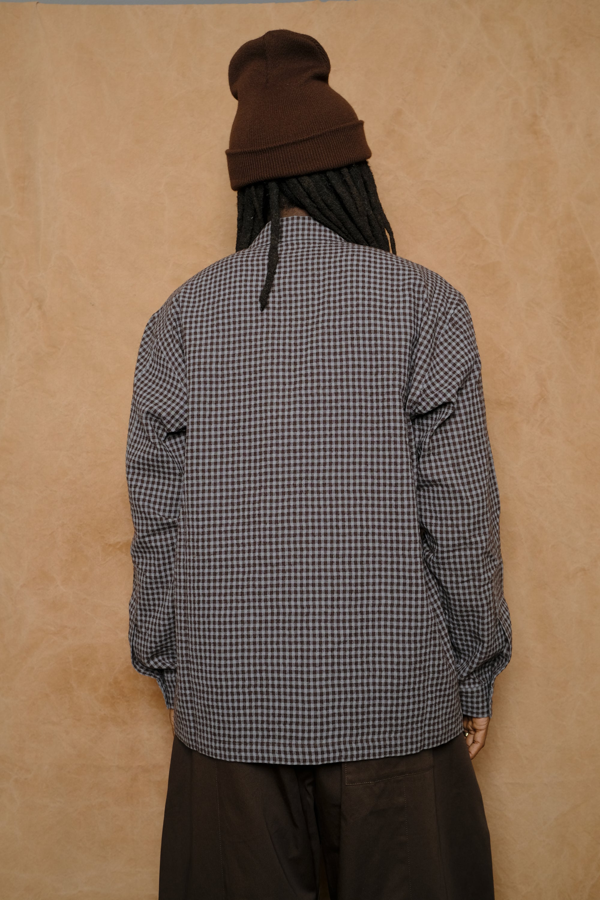 siesta shirt in wool cotton mint gingham check
