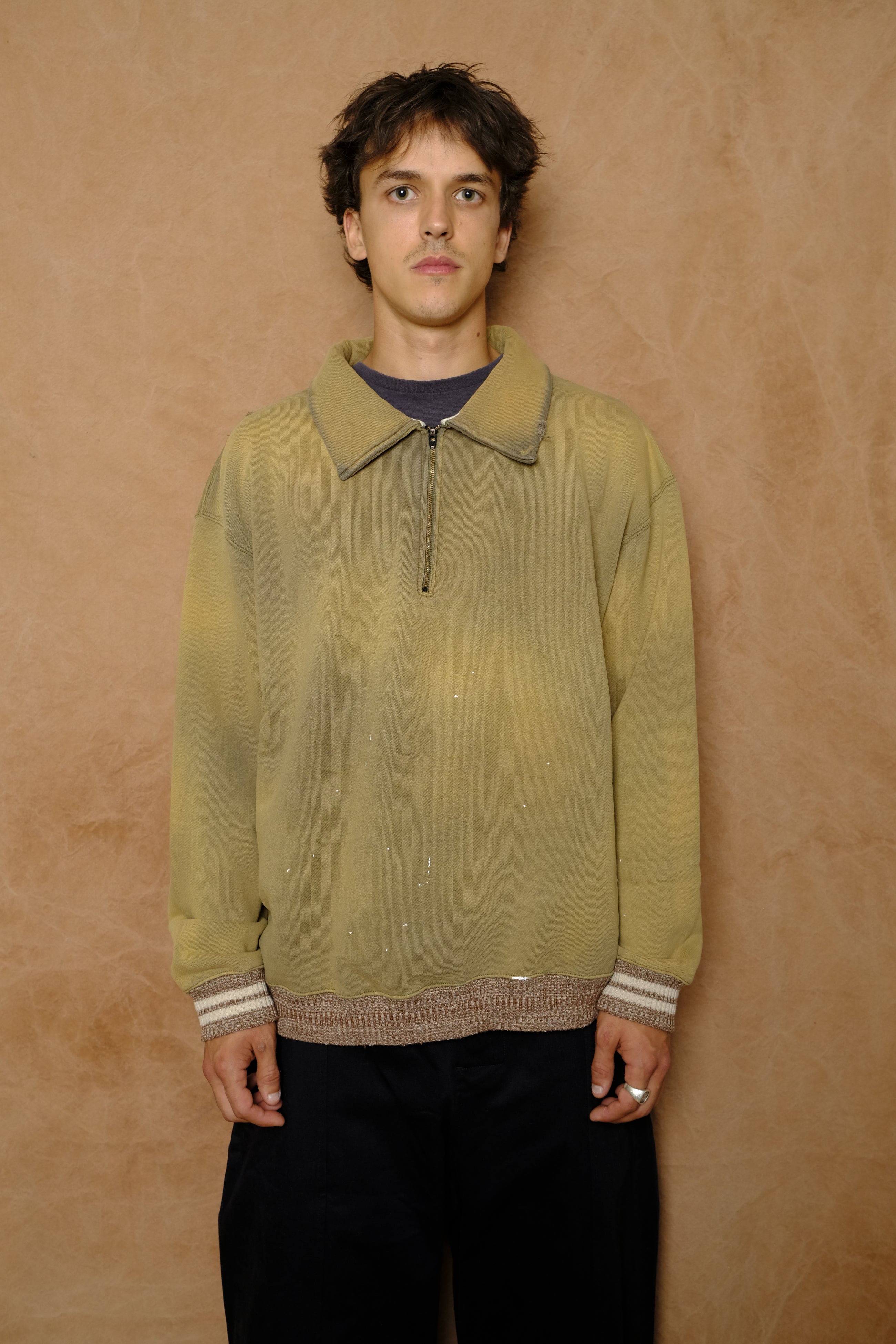 1/4 zip collar sweatshirt in swamp