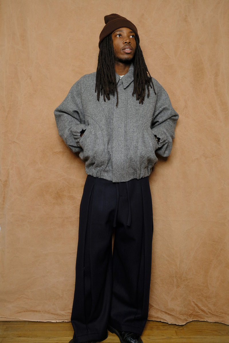 jiji jacket in marl grey melton wool