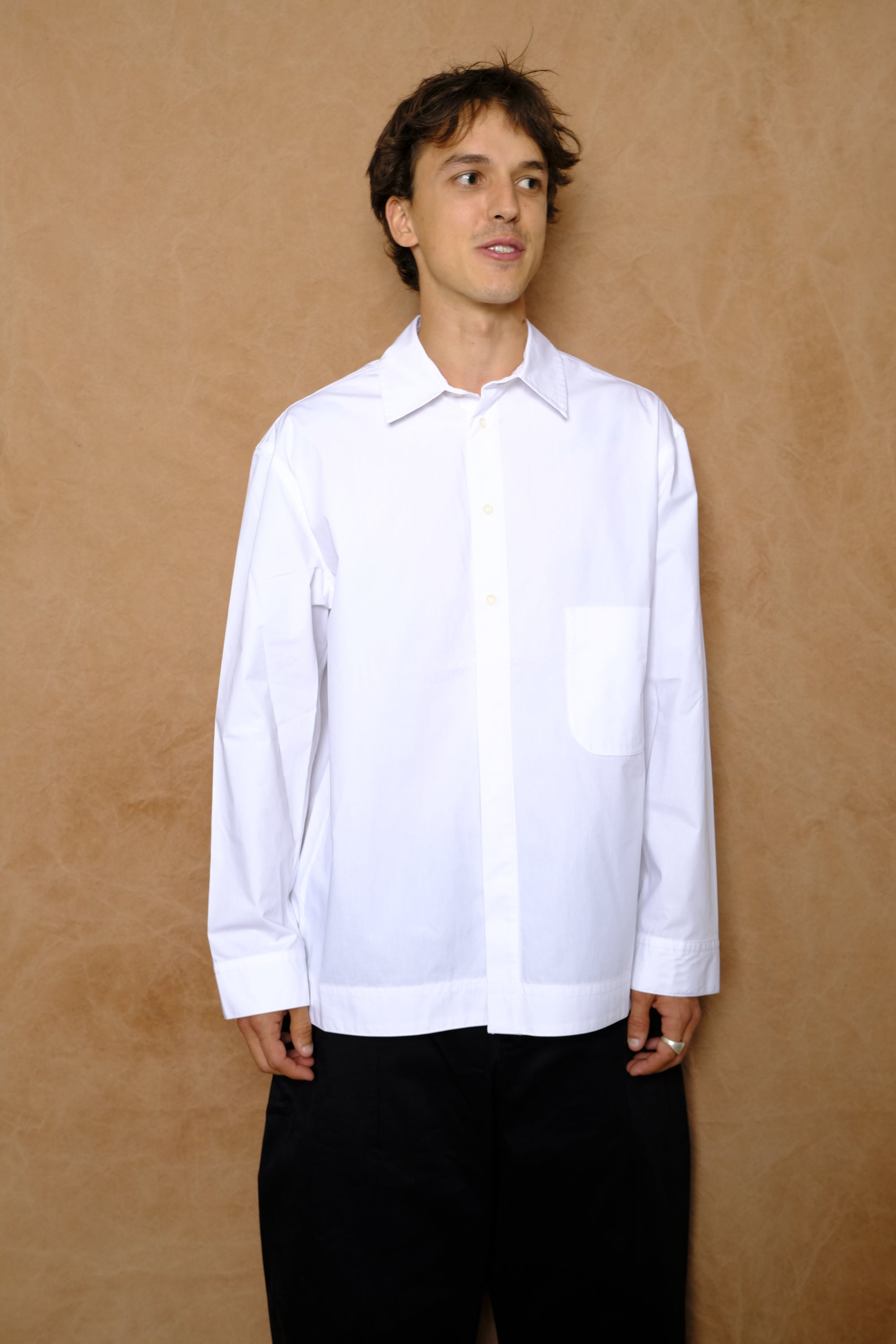 graph shirt in optic white cotton poplin