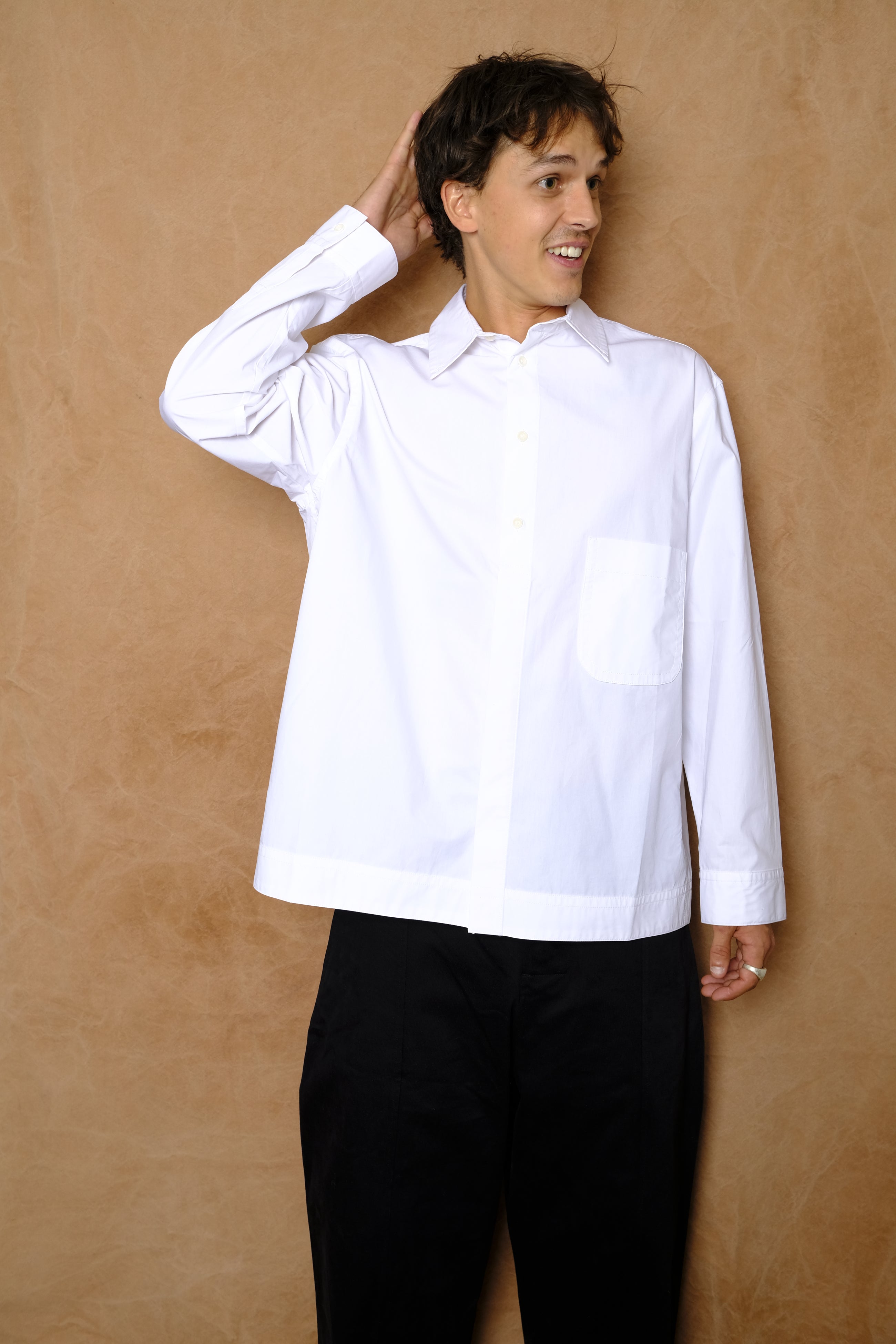 graph shirt in optic white cotton poplin