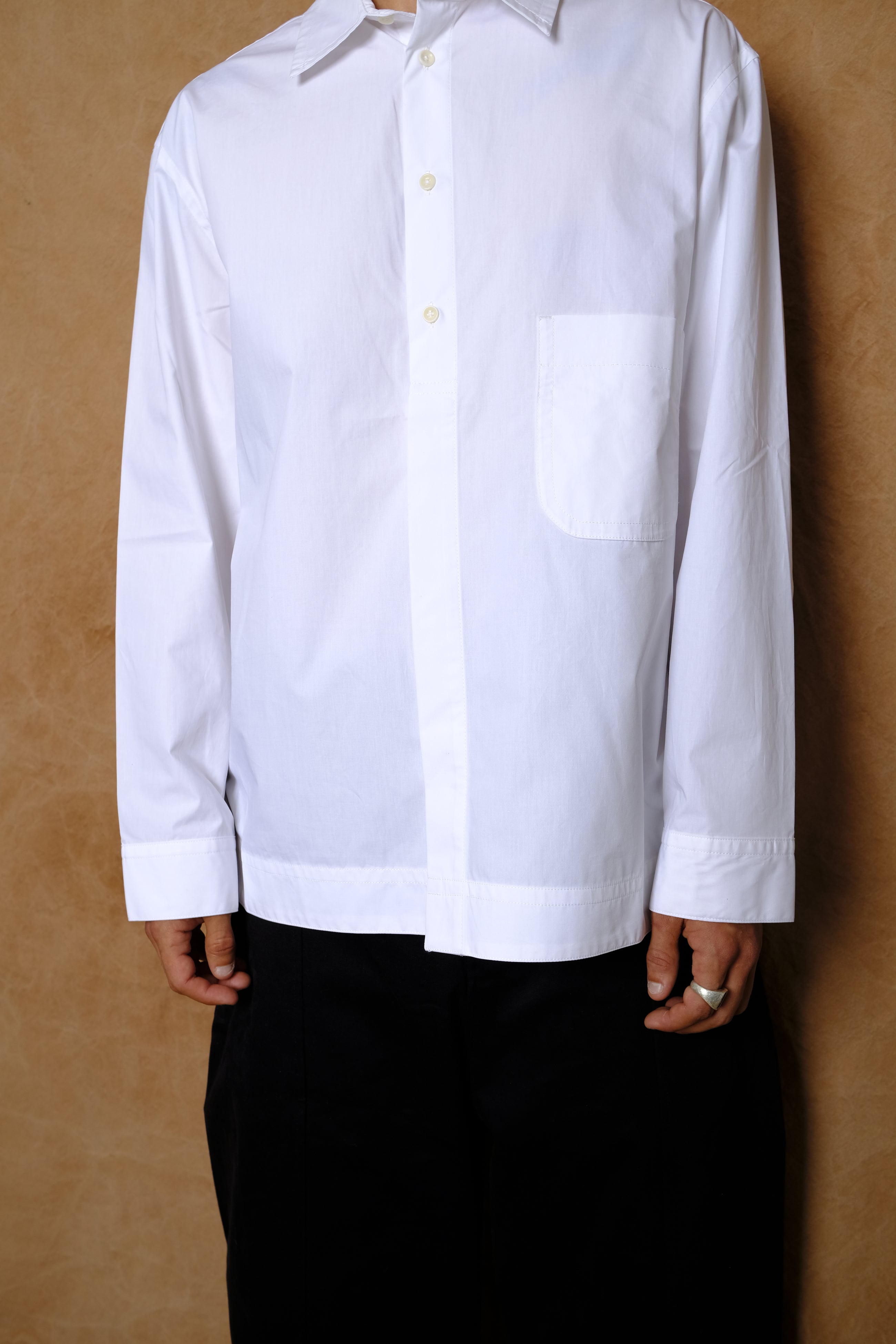 graph shirt in optic white cotton poplin