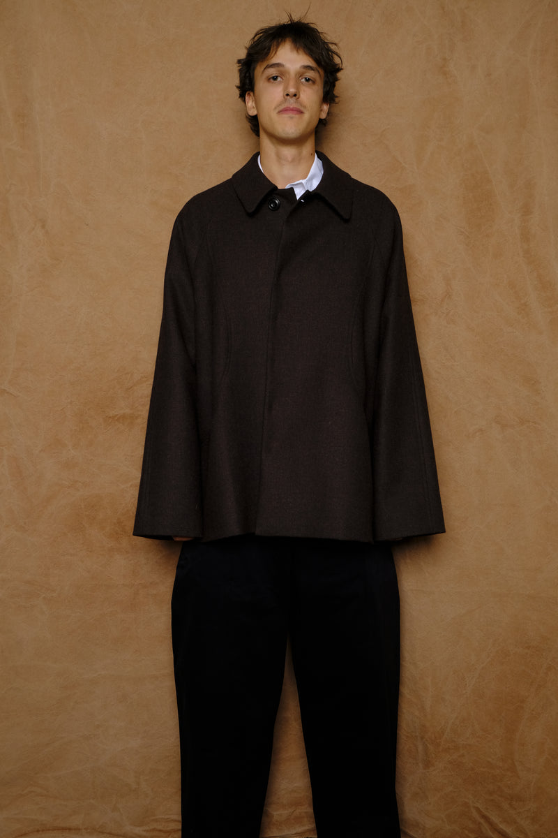 takeshi jacket in mocha herringbone melton wool