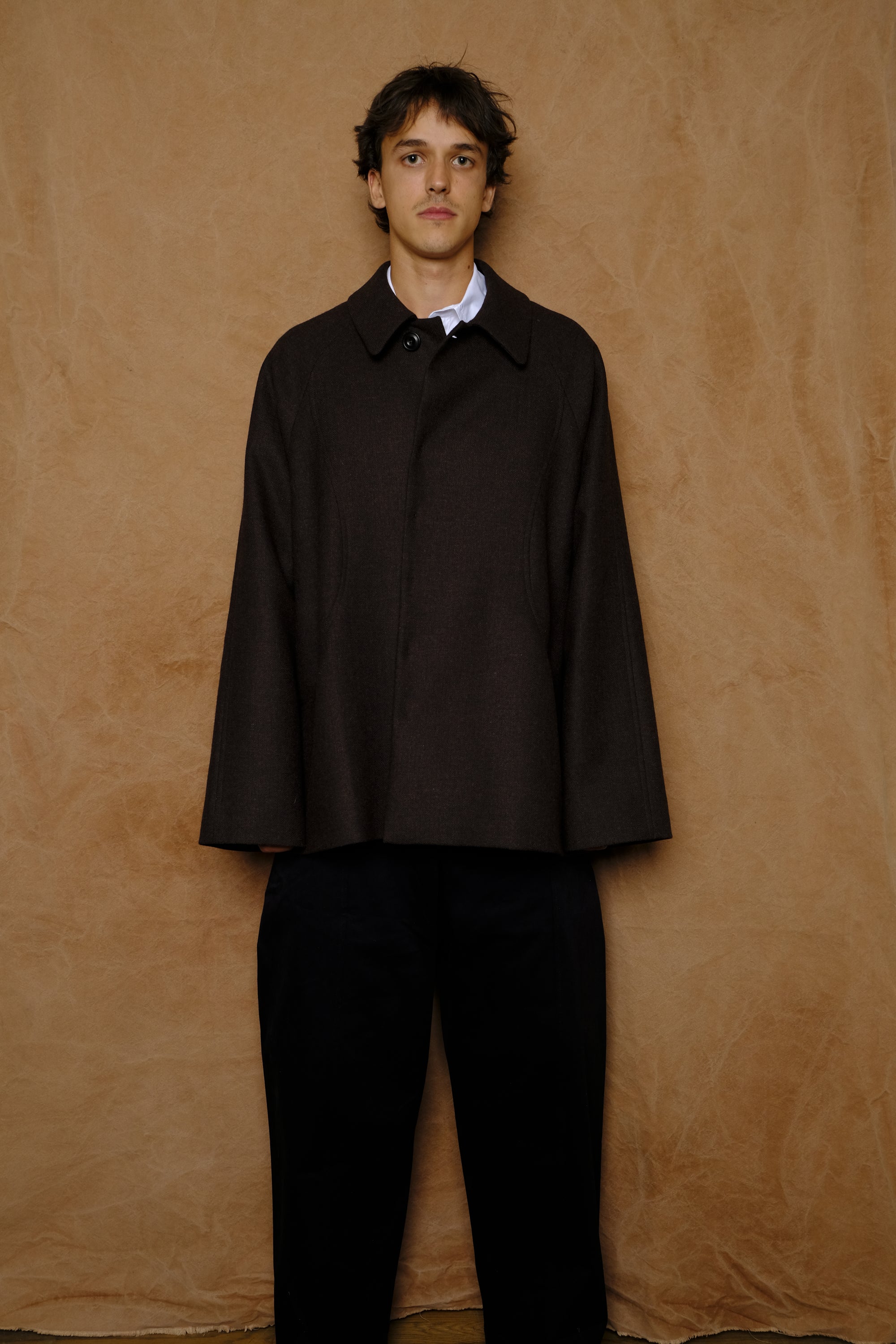 takeshi jacket in mocha herringbone melton wool