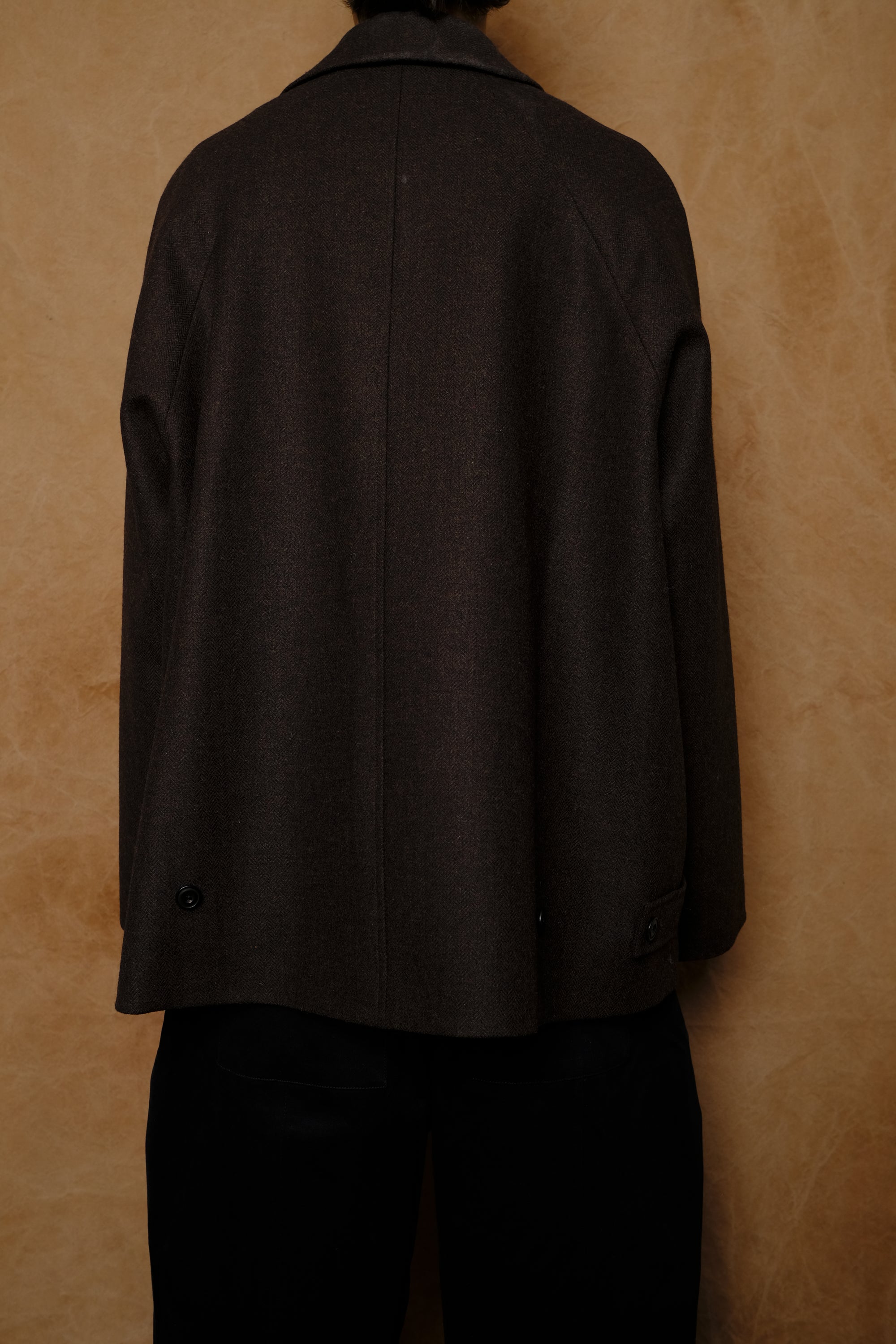 takeshi jacket in mocha herringbone melton wool