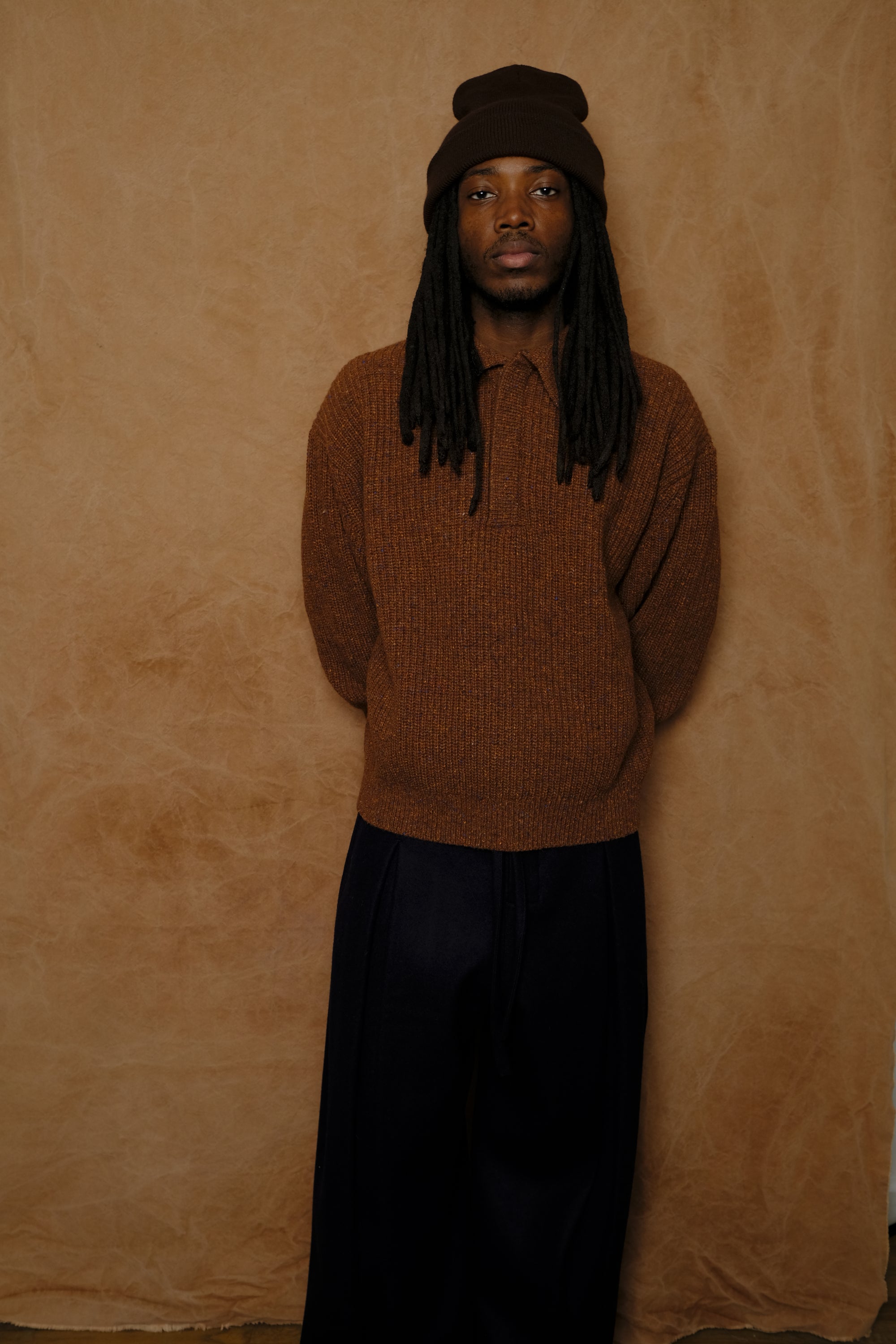 polo knit in speckled rust lambswool