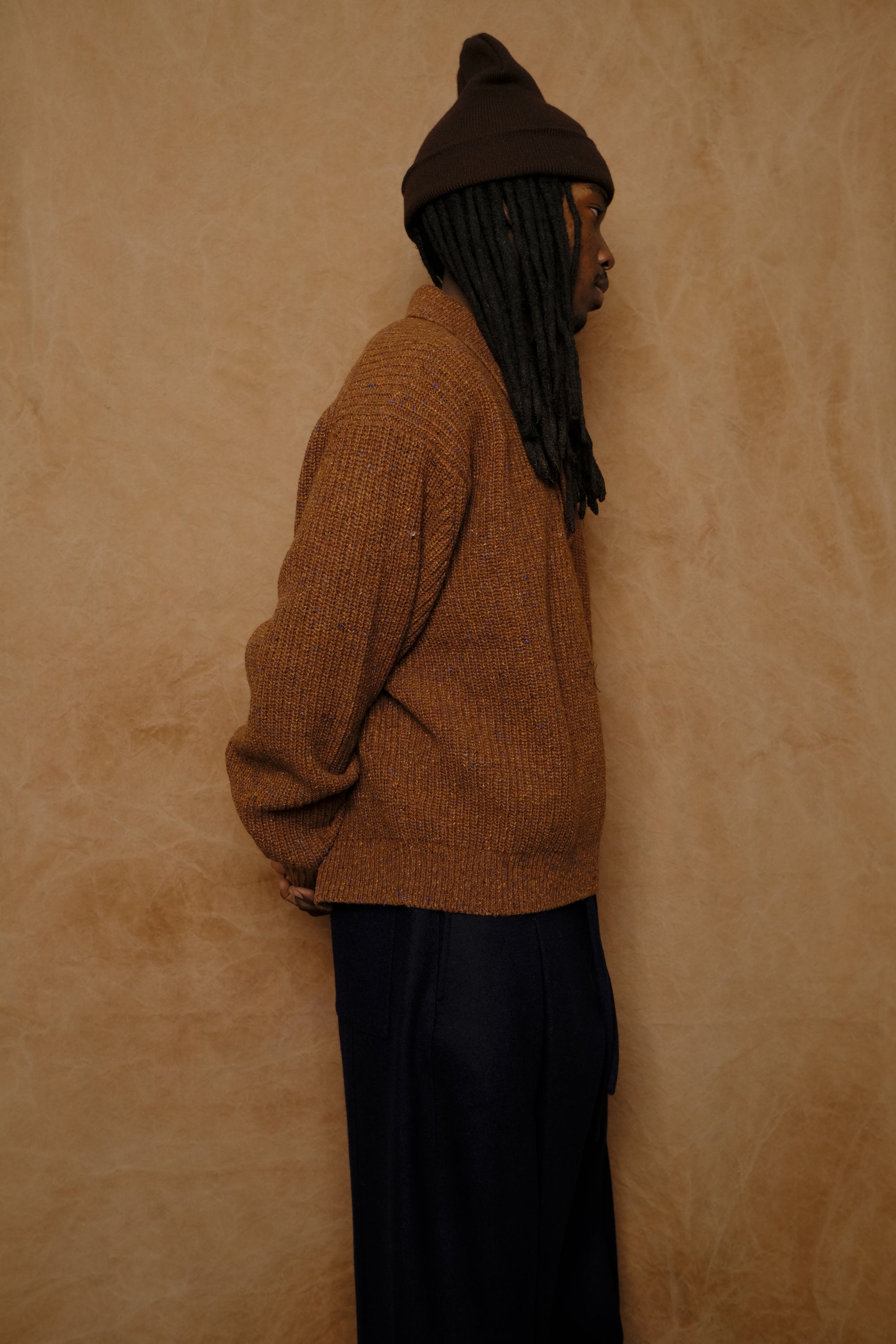 polo knit in speckled rust lambswool