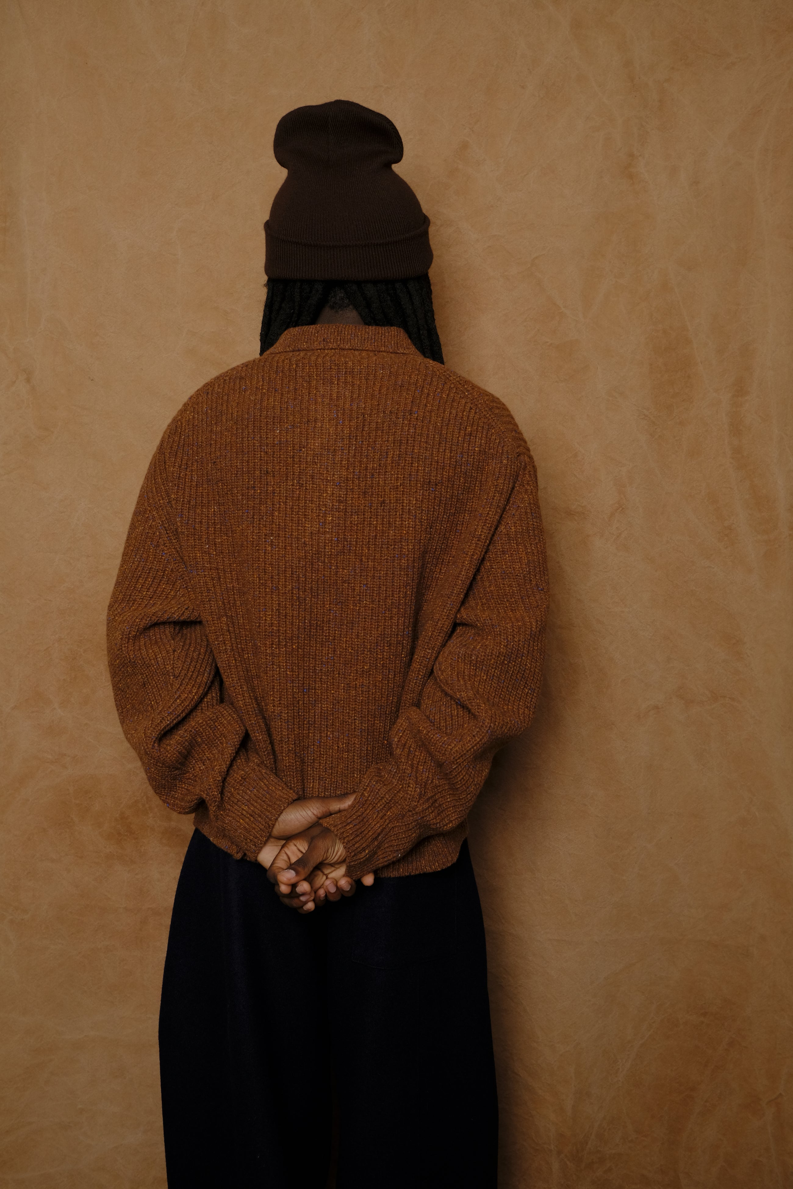 polo knit in speckled rust lambswool