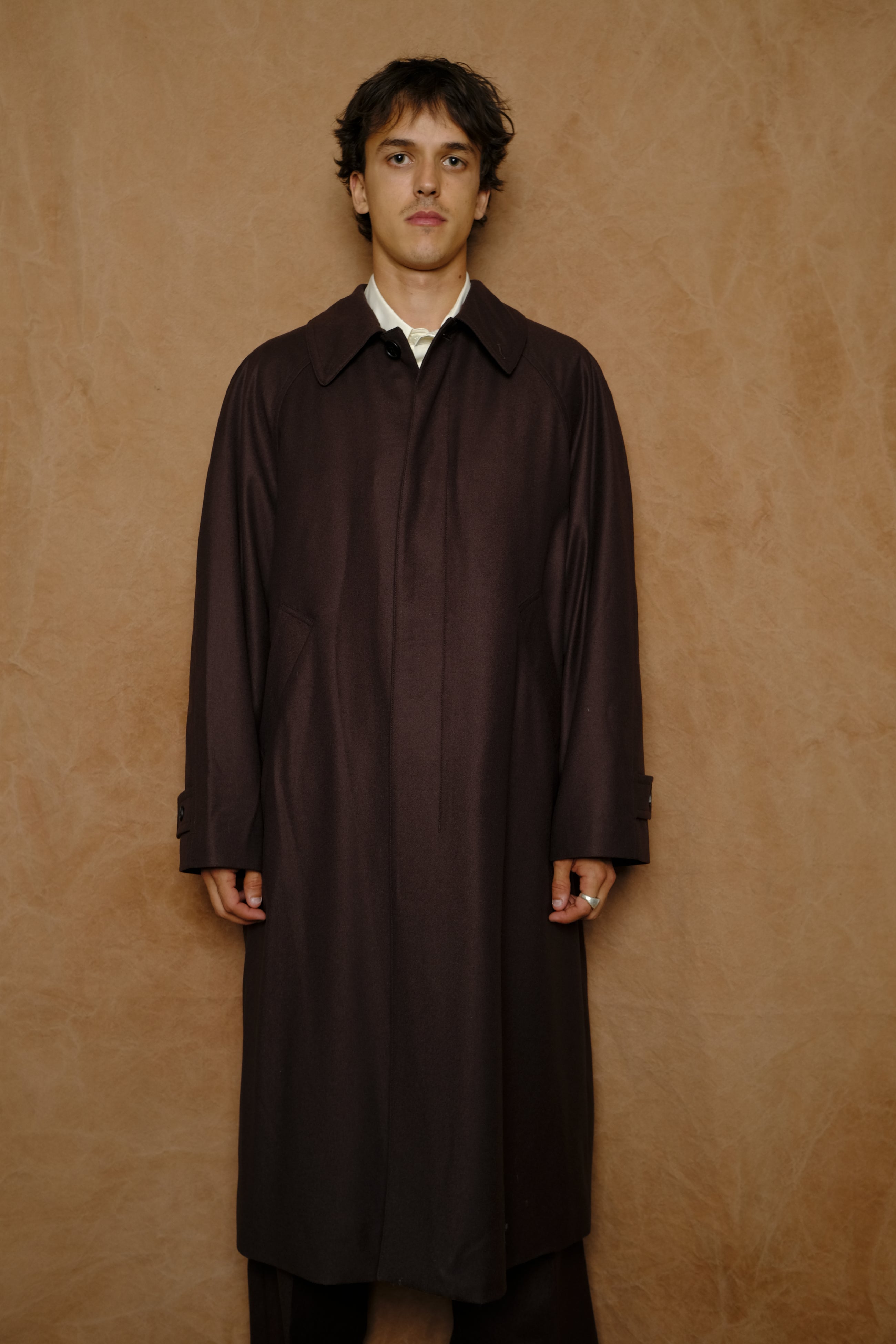 flannel wool balmacaan coat