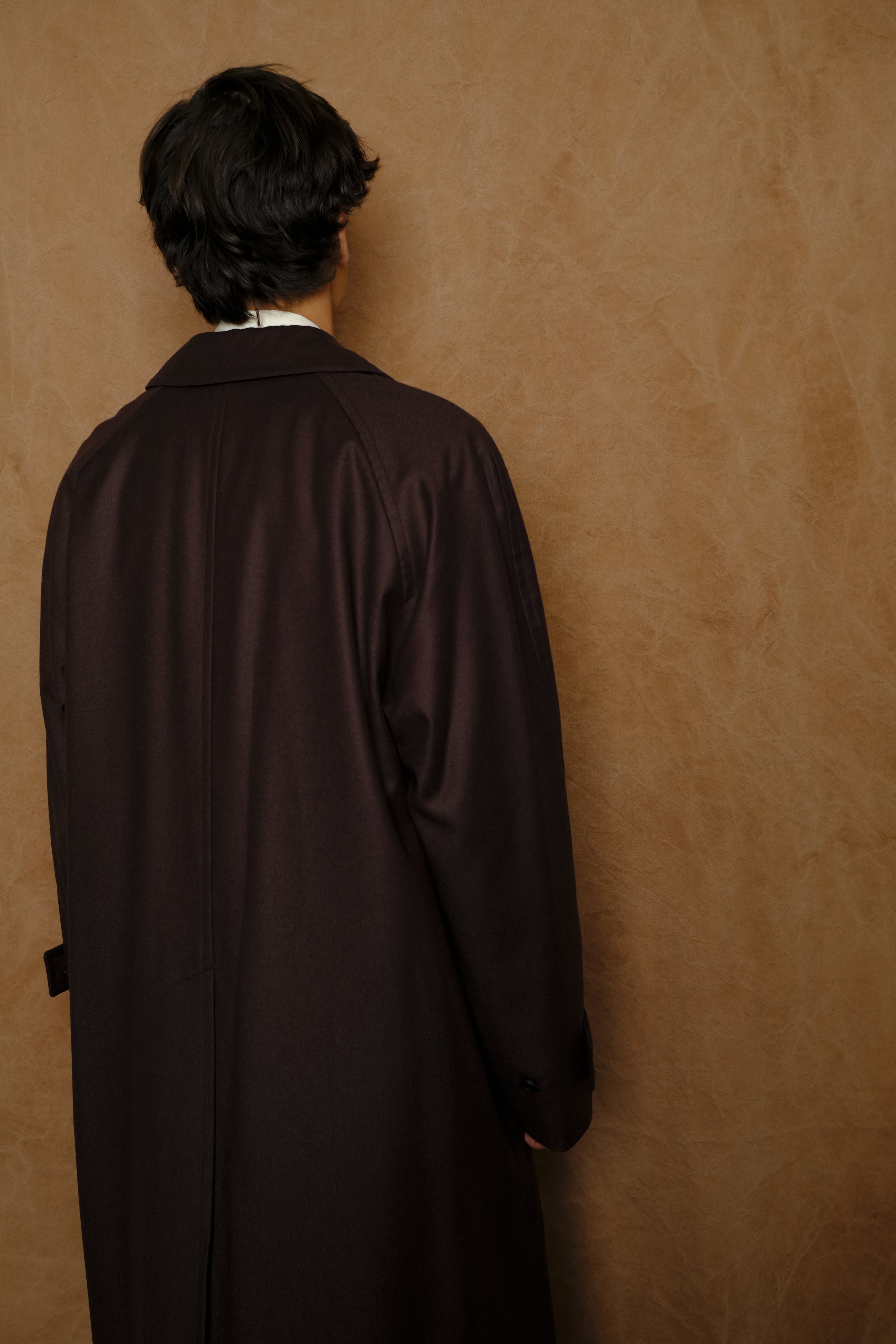 flannel wool balmacaan coat