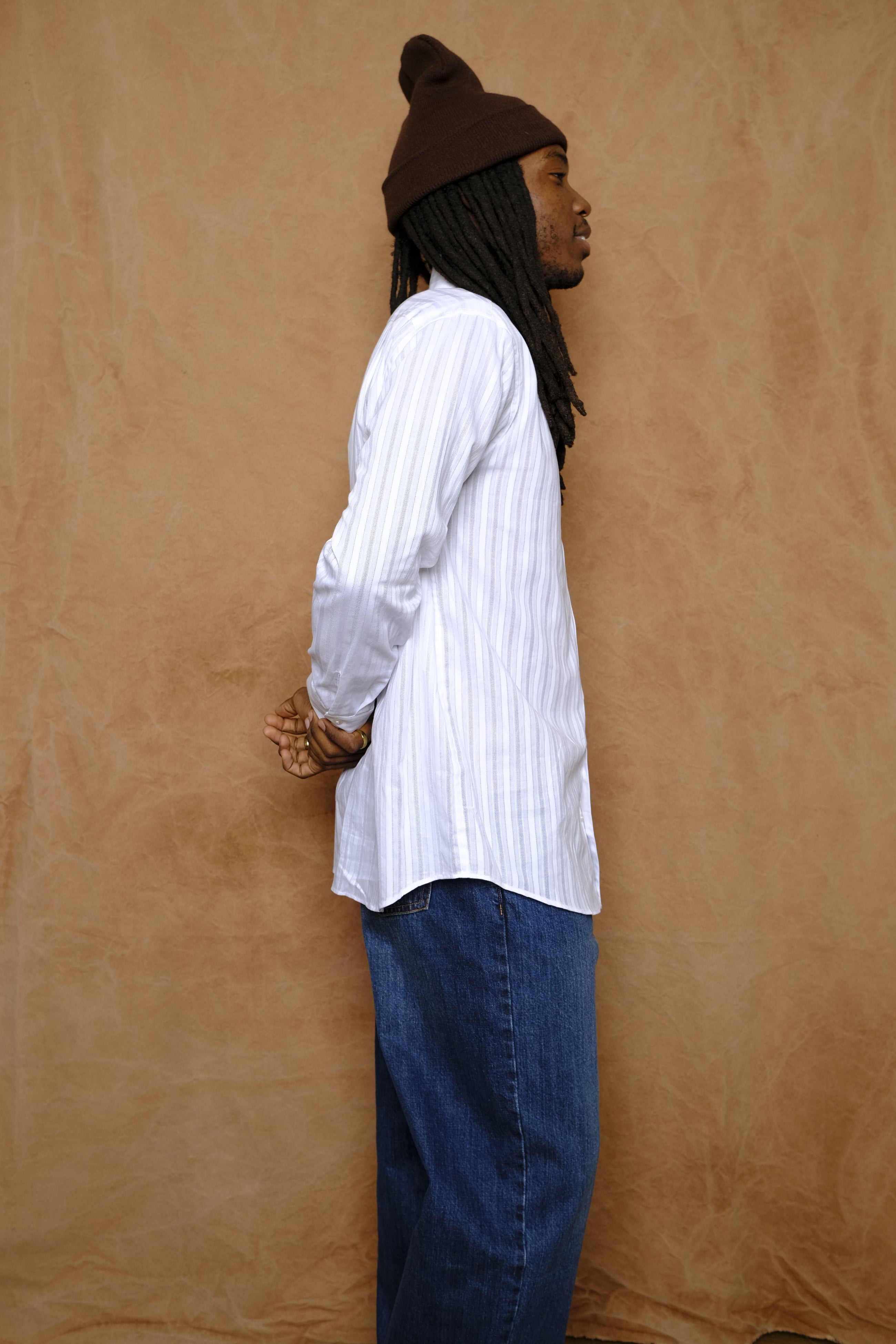 business shirt in white tonal stripe