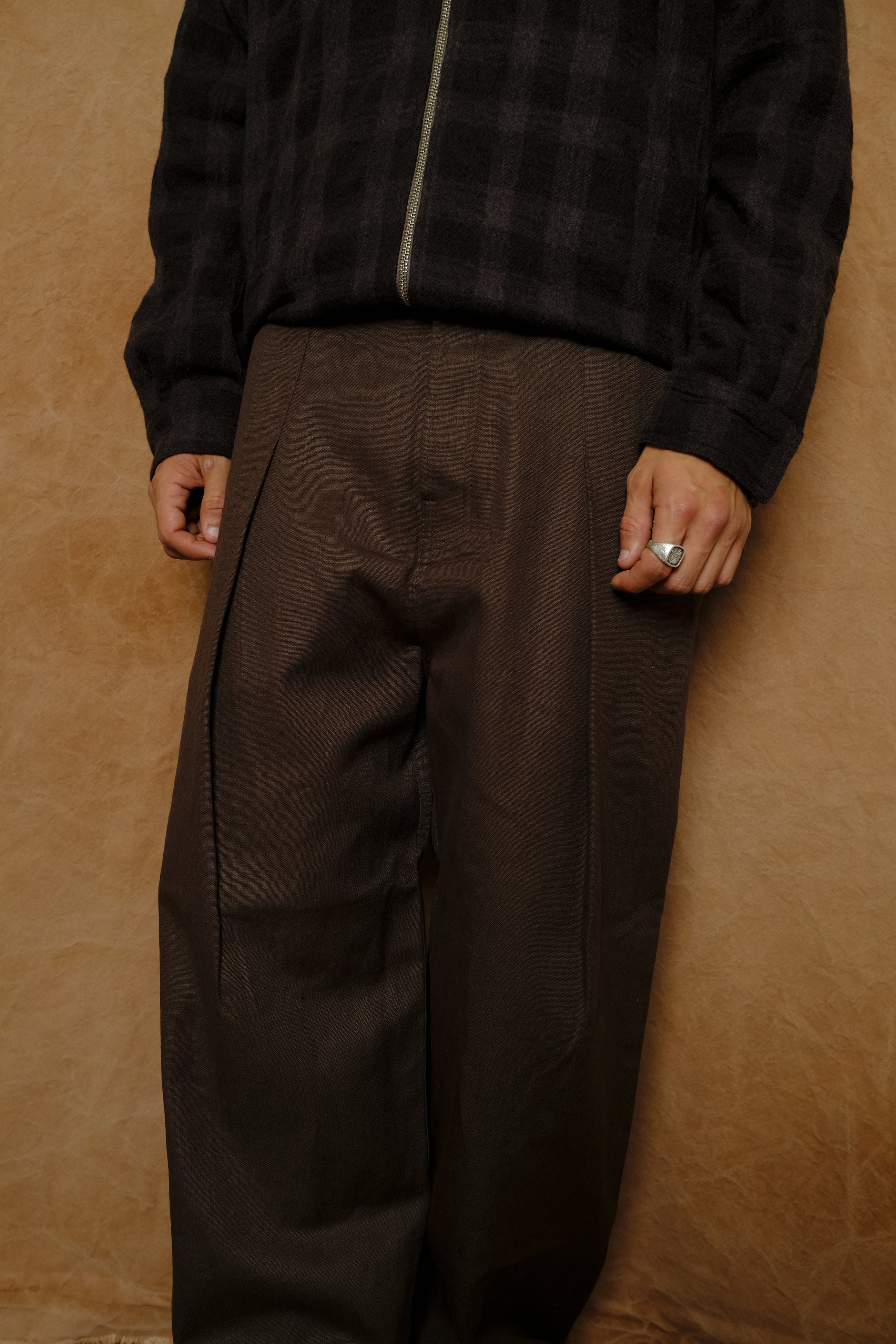 tobacco pleat trouser