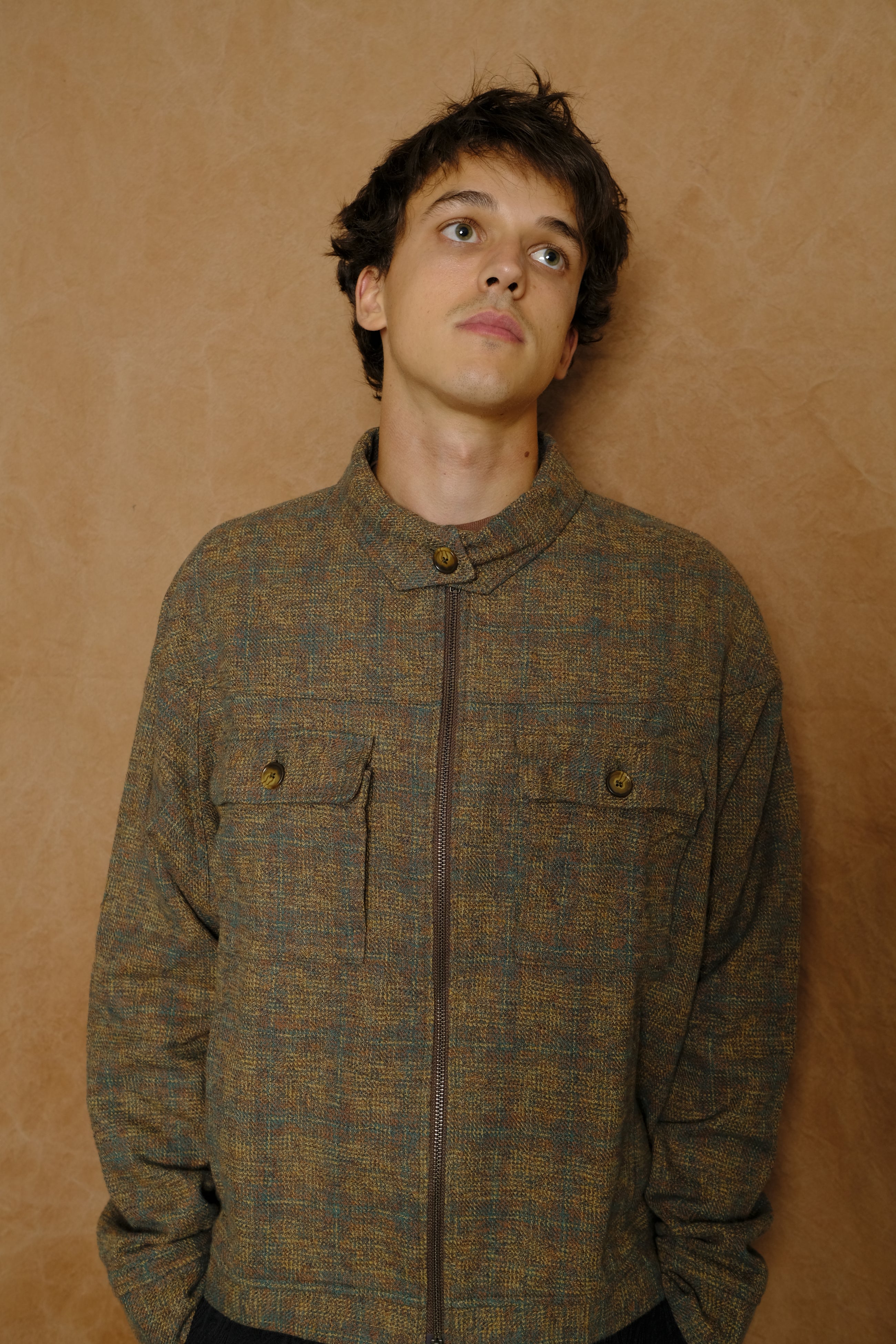 archetype jacket in yarn dyed plaid