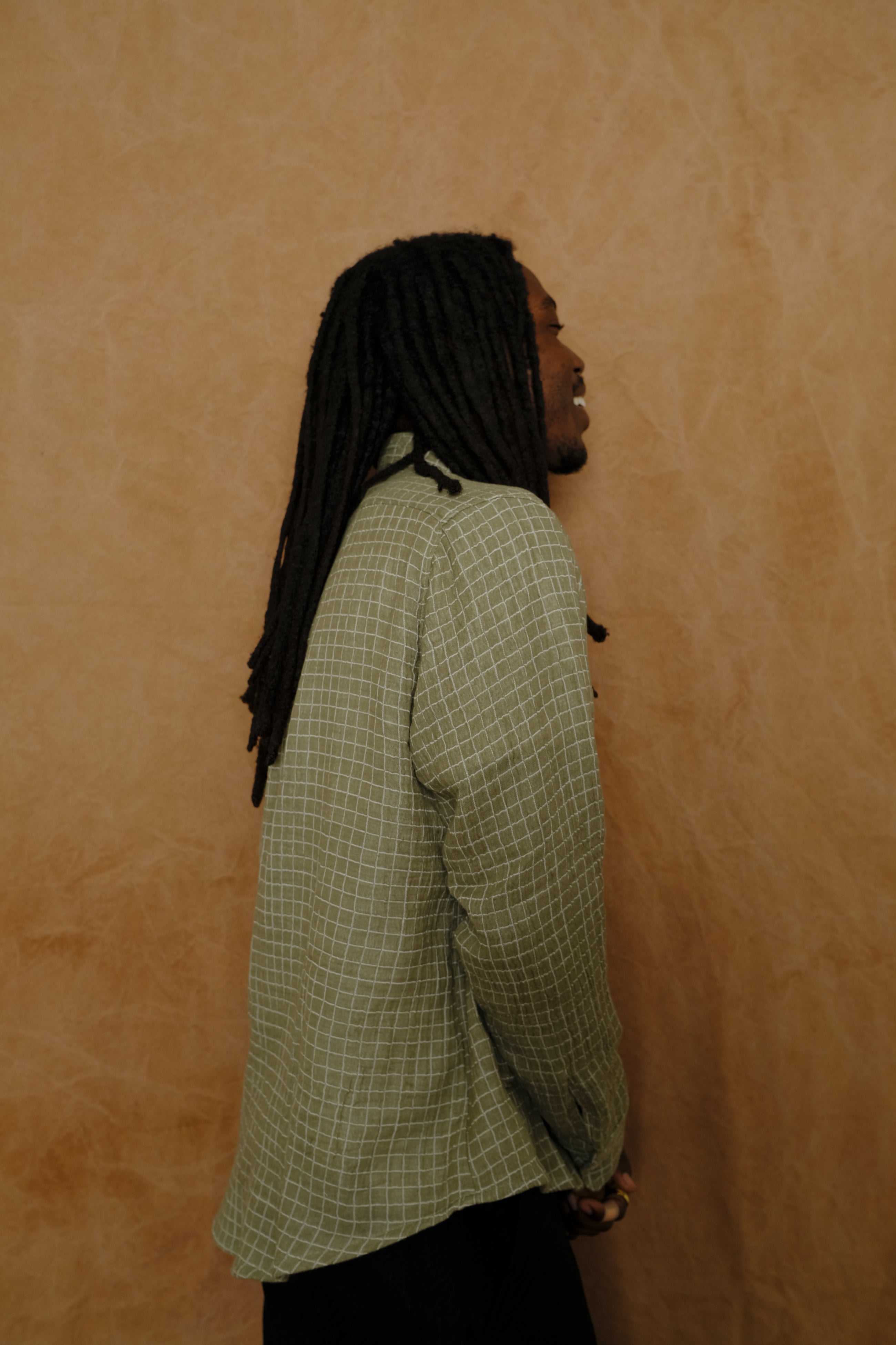 jardin shirt in moss double gauze