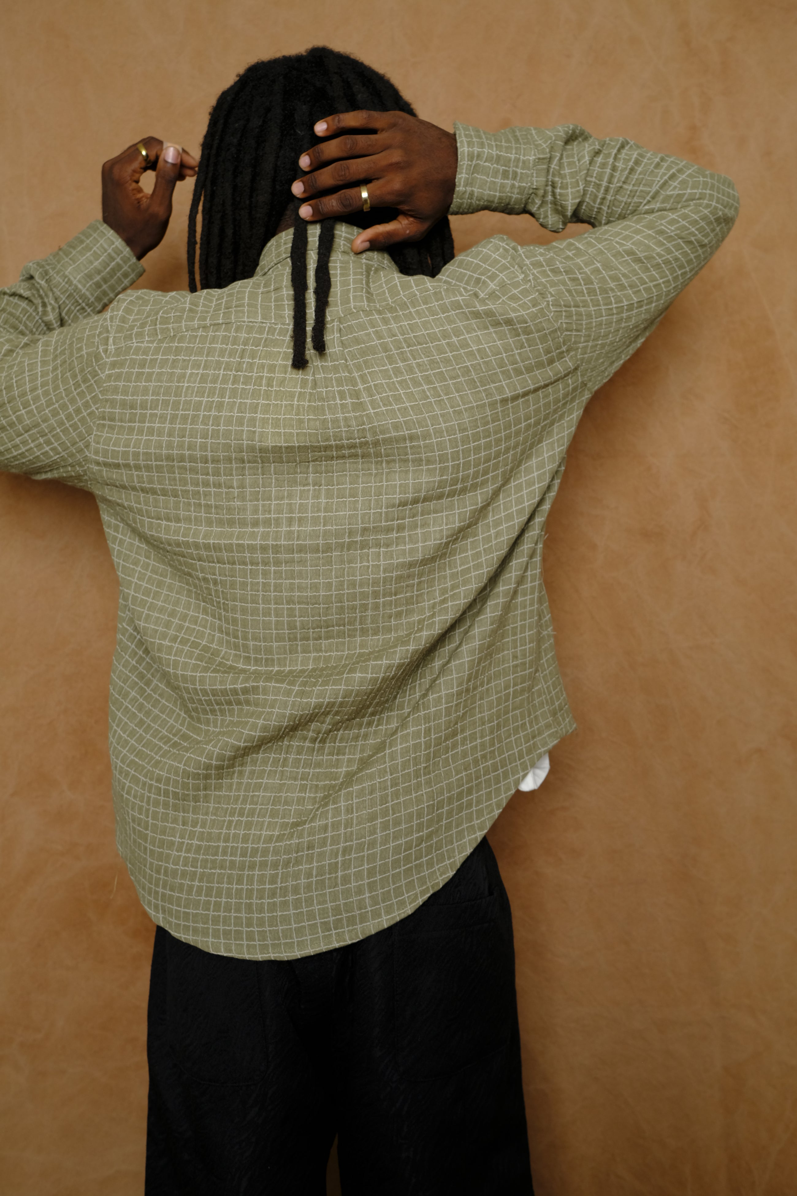 jardin shirt in moss double gauze