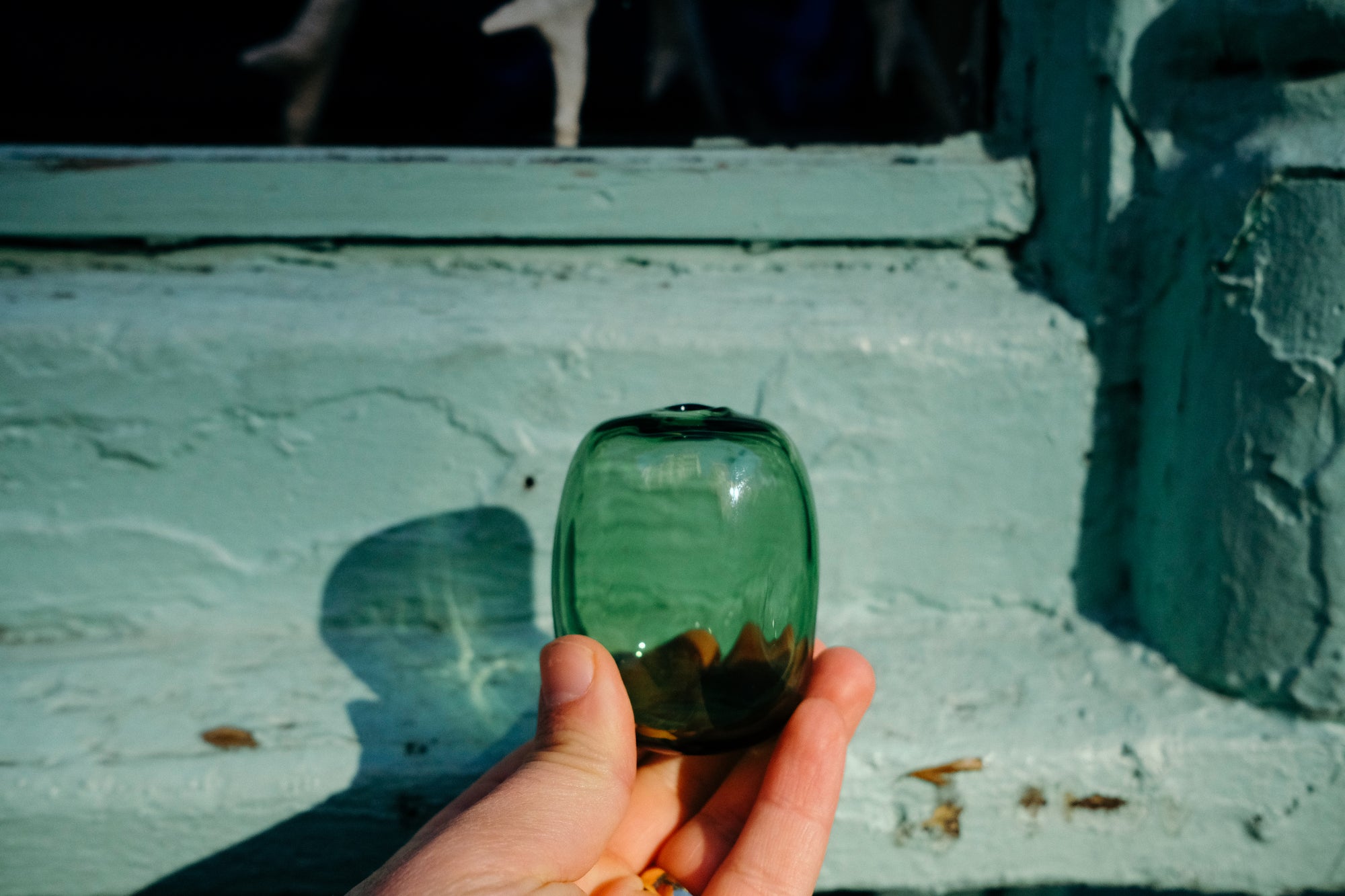green glass bud vase 2