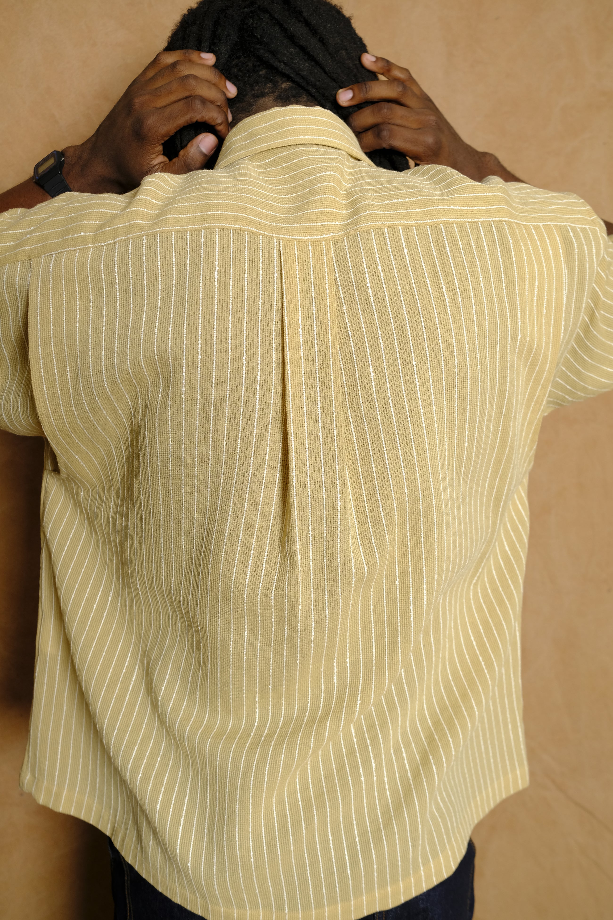 vintage fabric utility short sleeve shirt in yellow