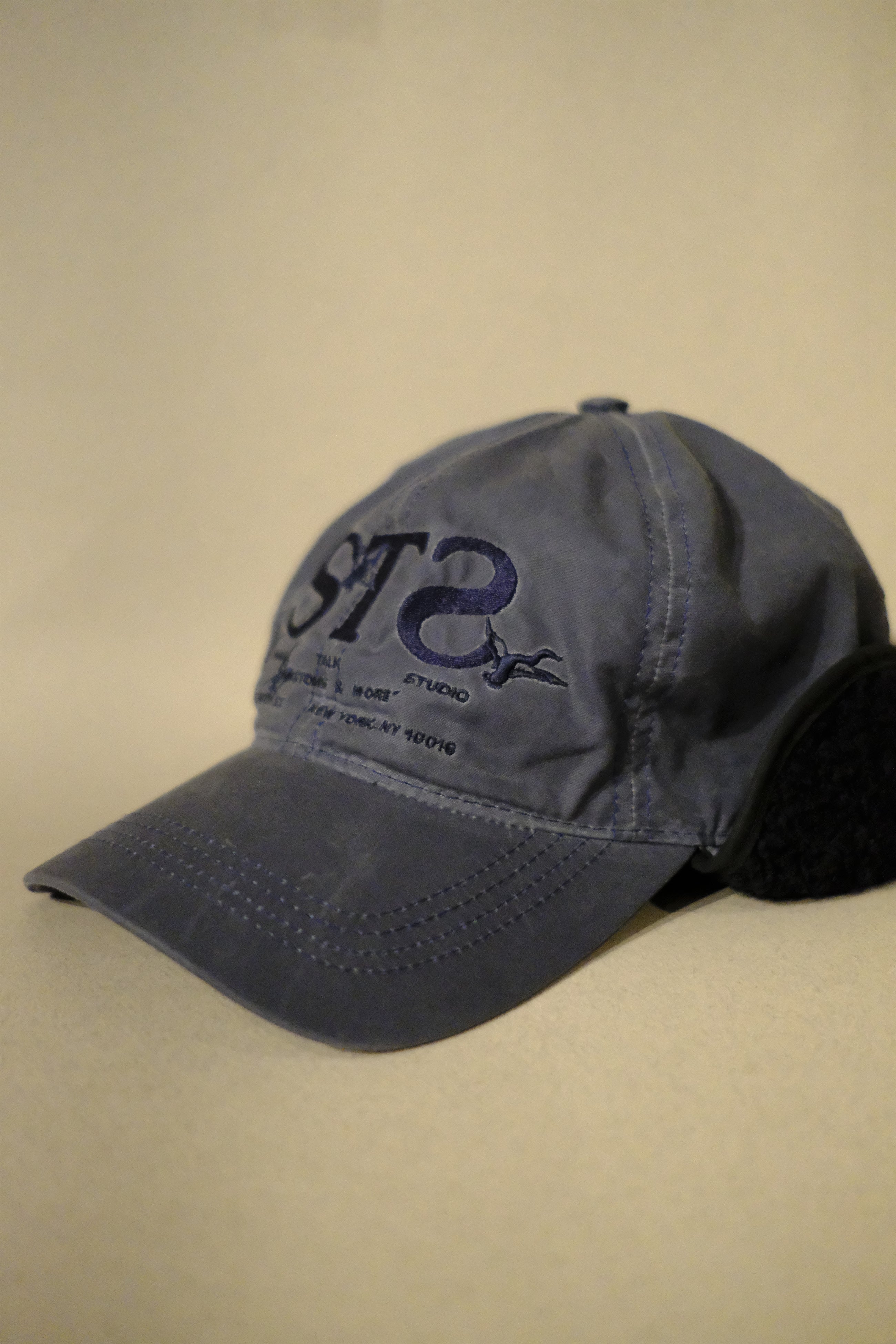 ear flap hat in blue