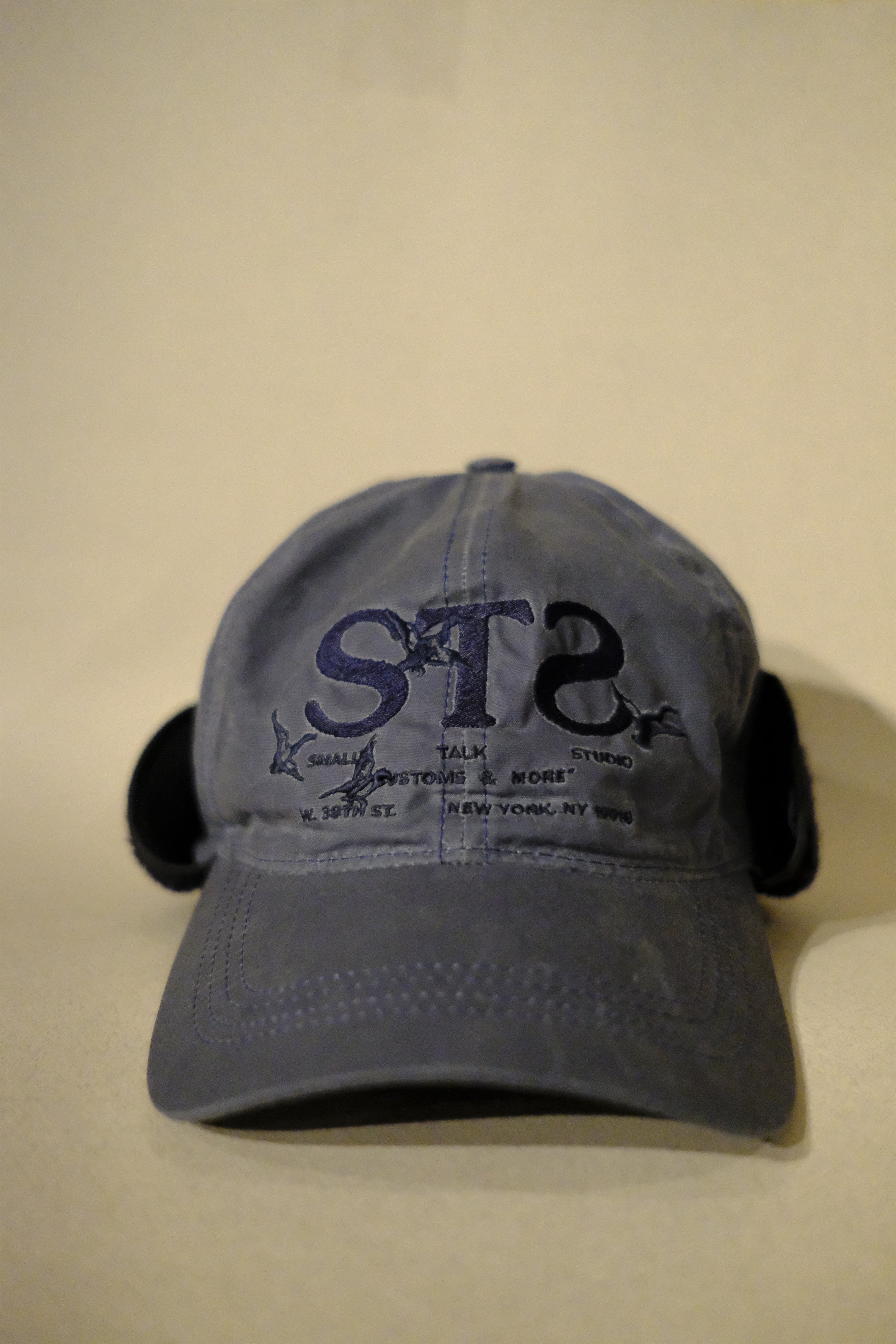 ear flap hat in blue