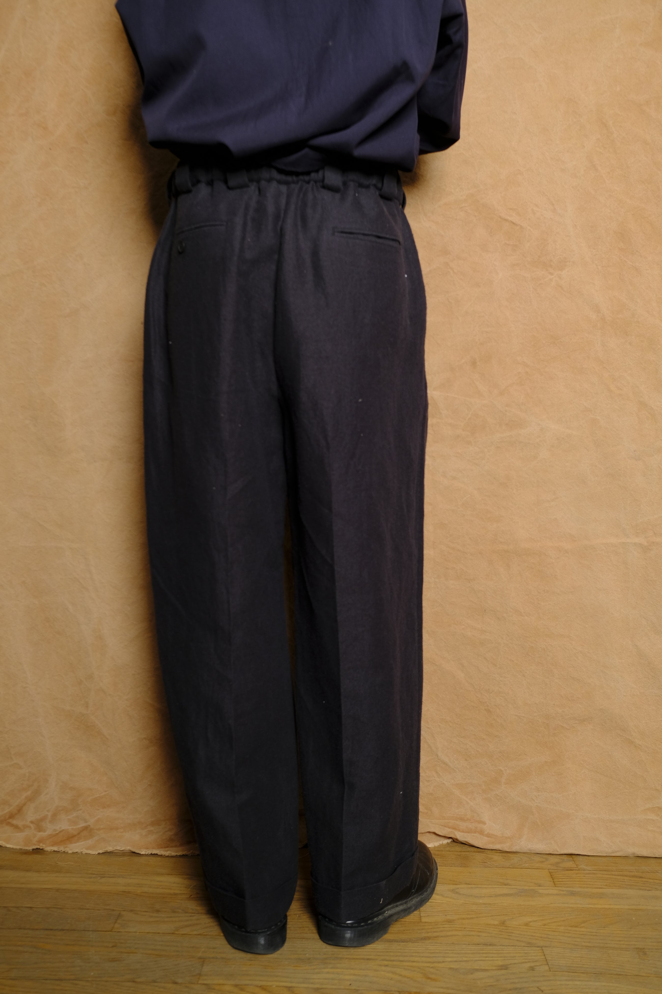 linen silk oversize pants in black