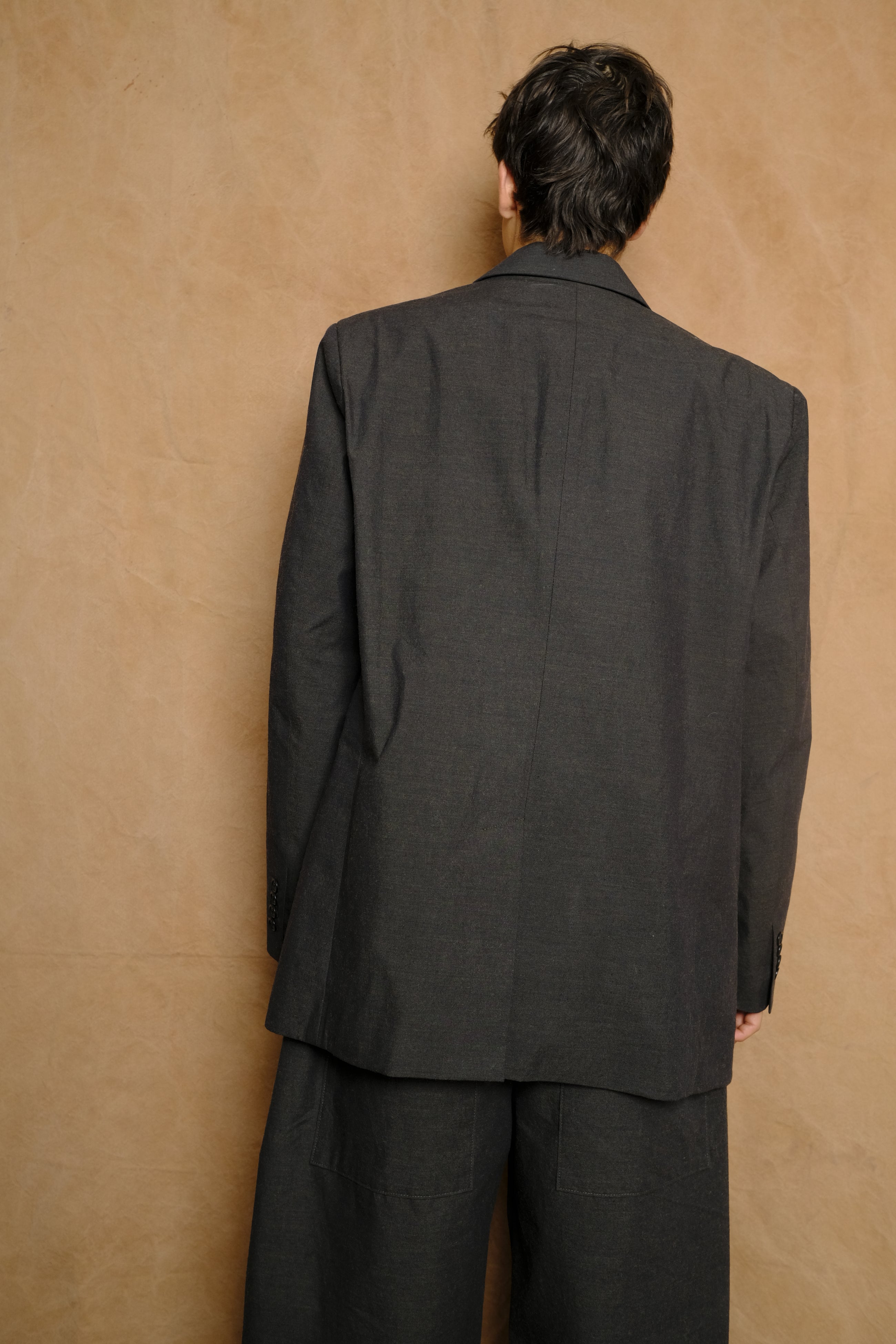 suit jacket in dark green cotton wool buff cloth