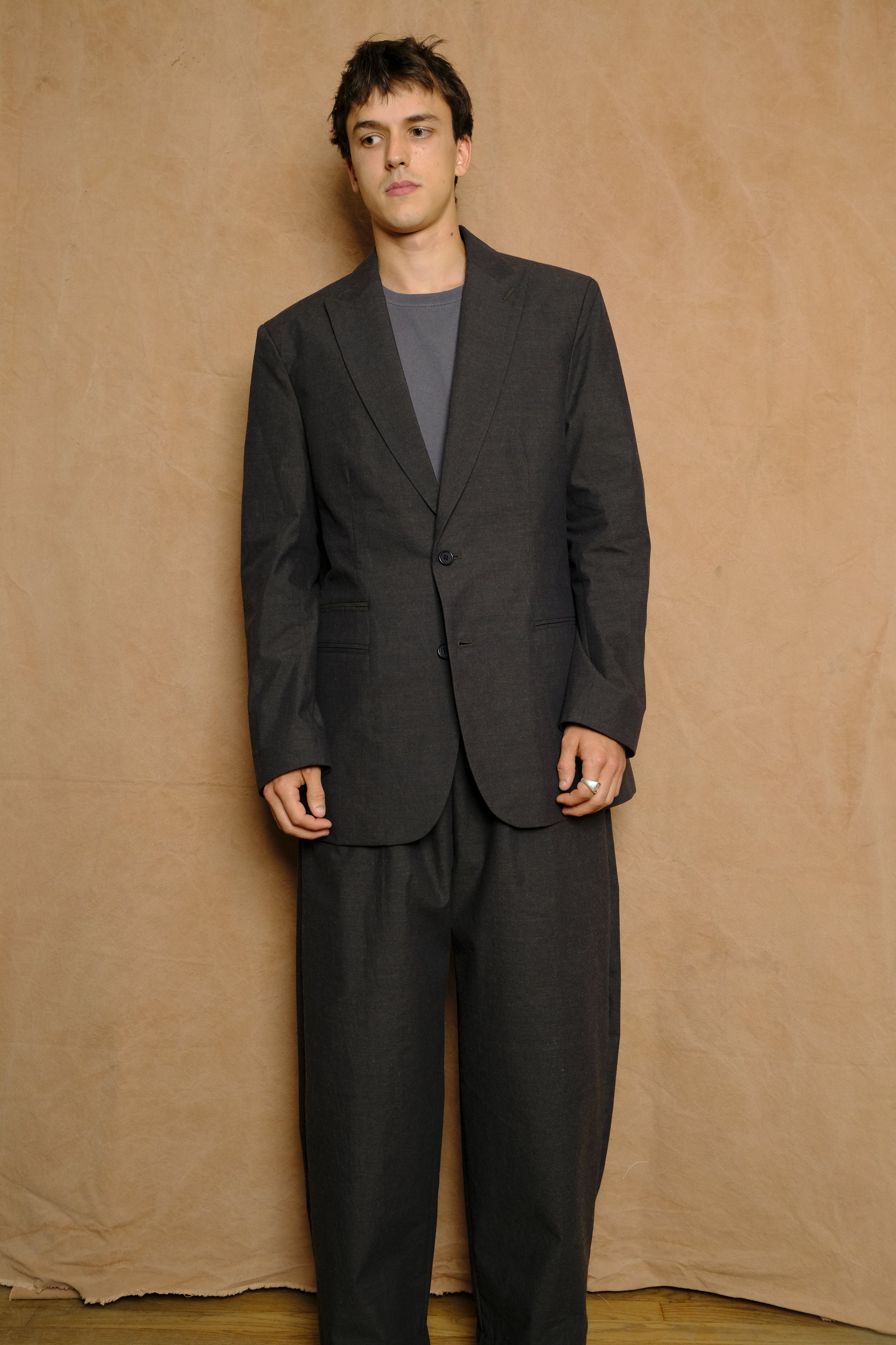 suit jacket in dark green cotton wool buff cloth