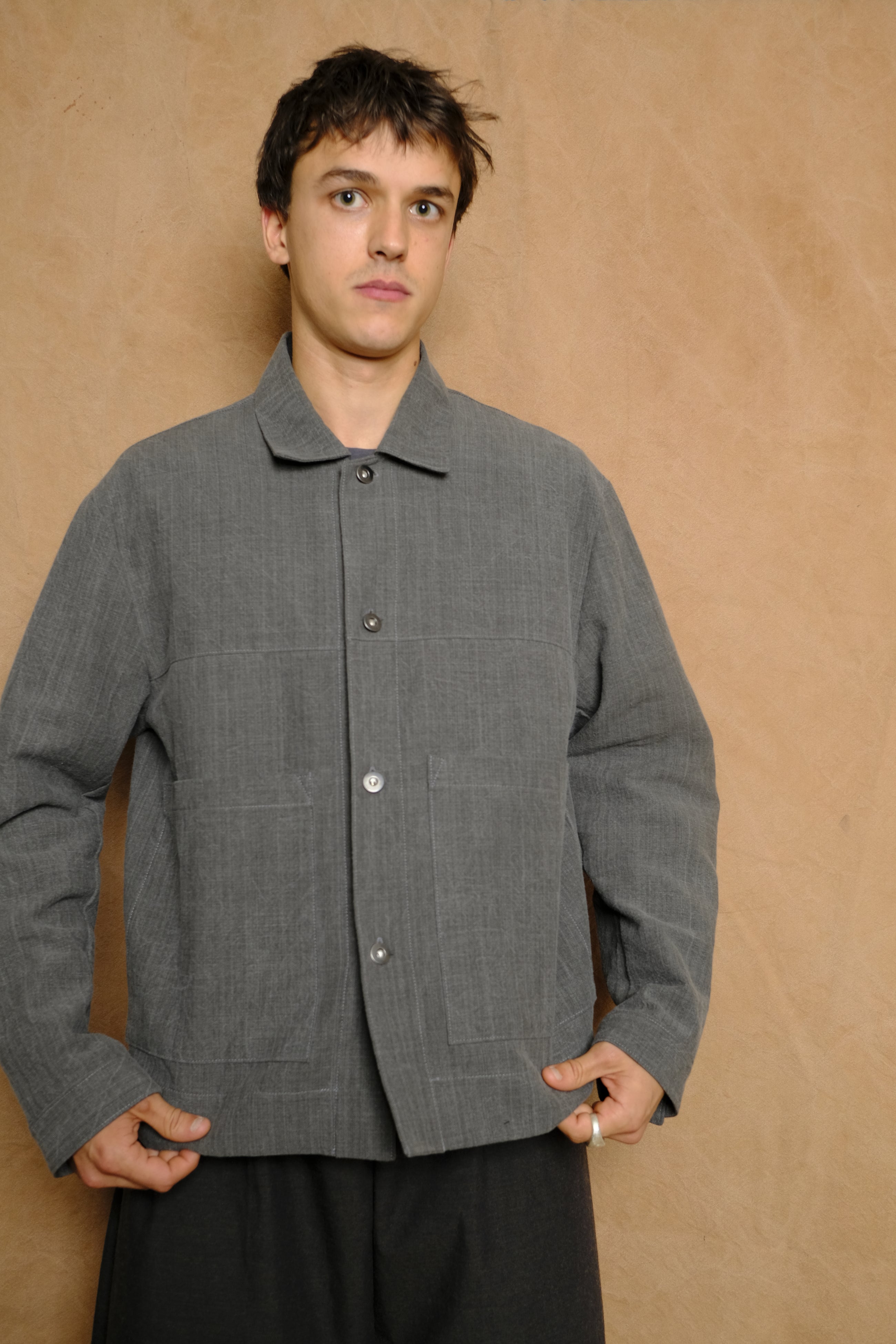 cafe jacket in sumi ink cotton