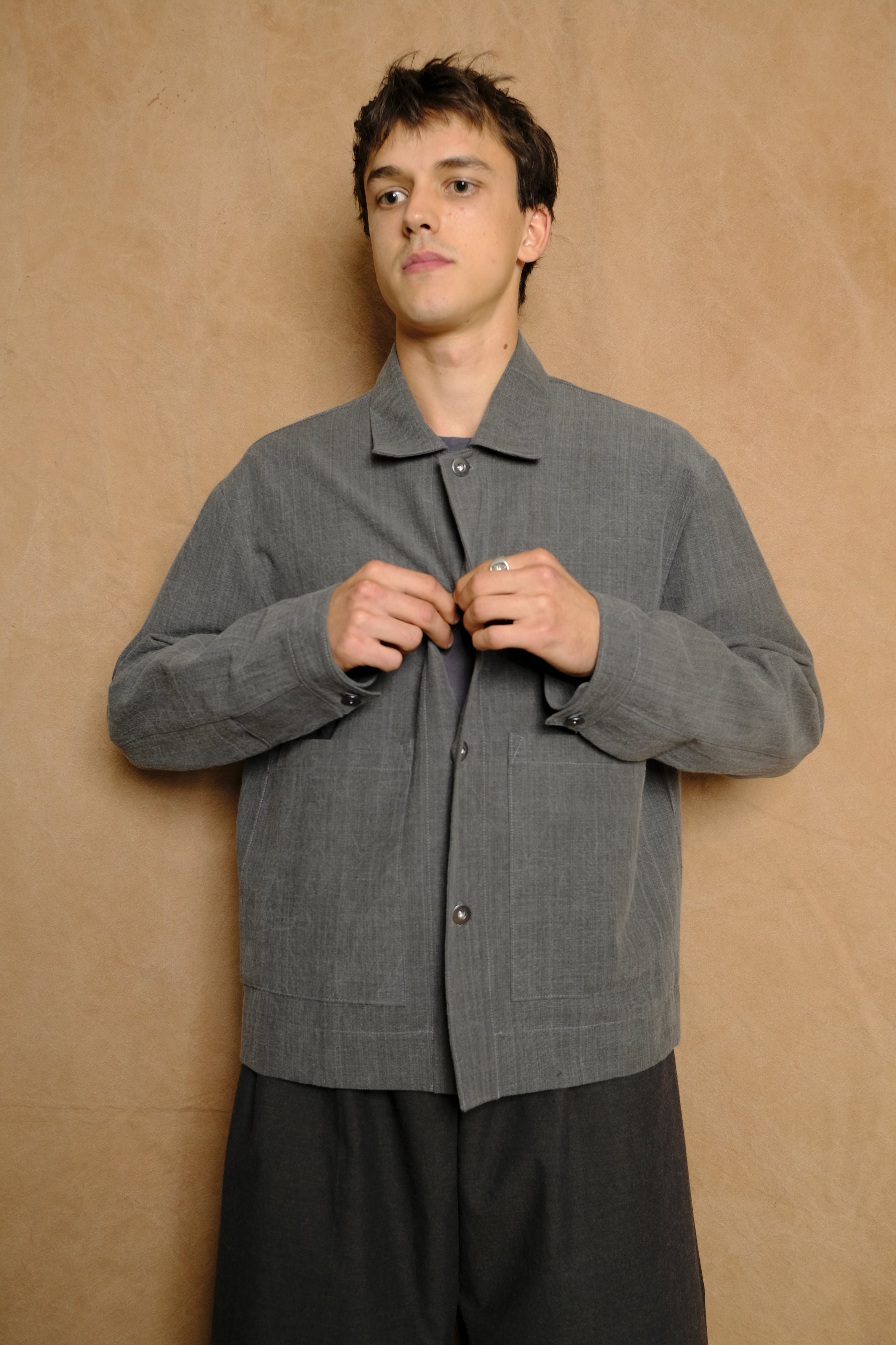 cafe jacket in sumi ink cotton